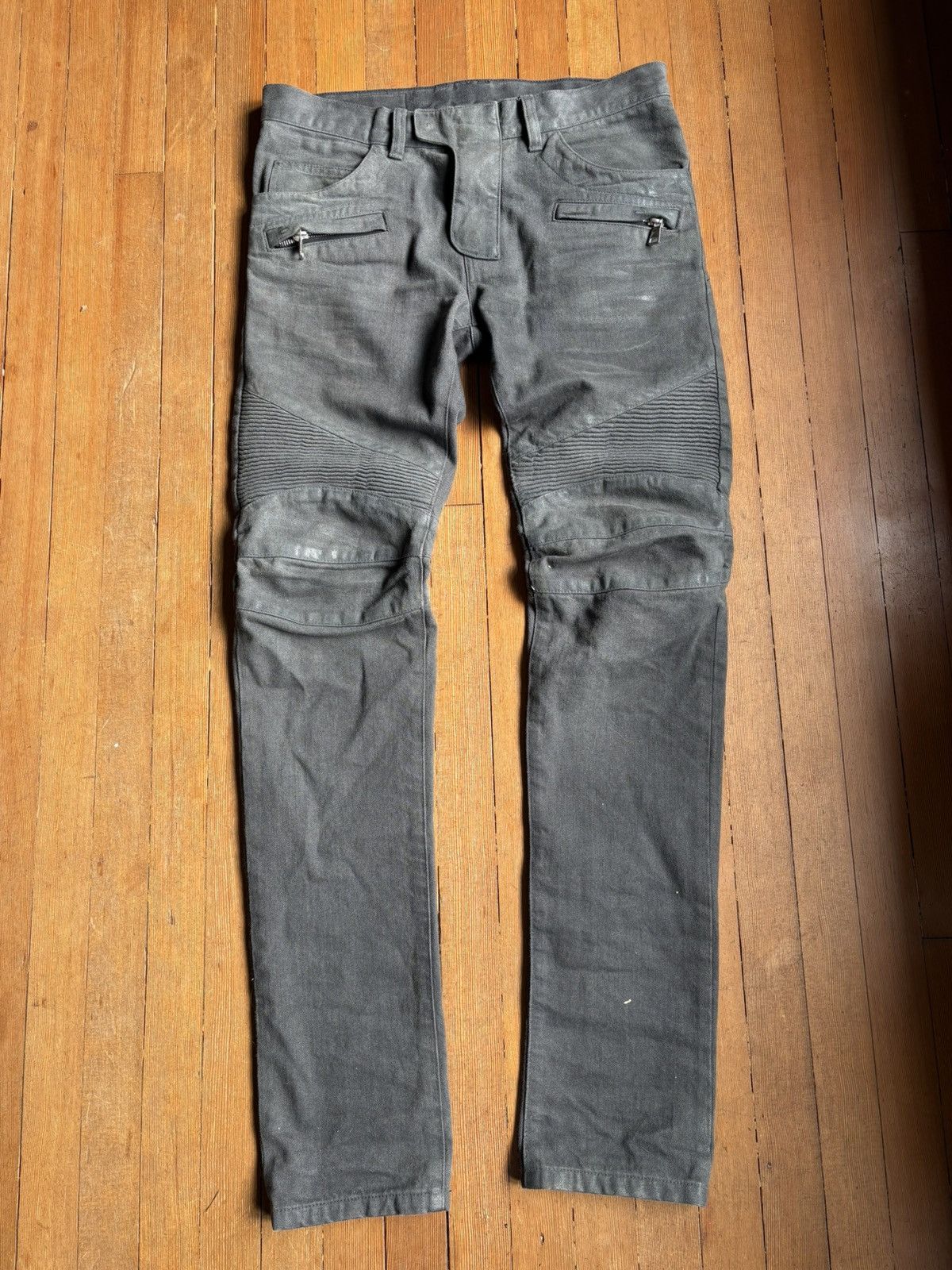 Balmain Christophe Decarnin Waxed Balmain Biker Jeans Size US 31 - 1 Thumbnail