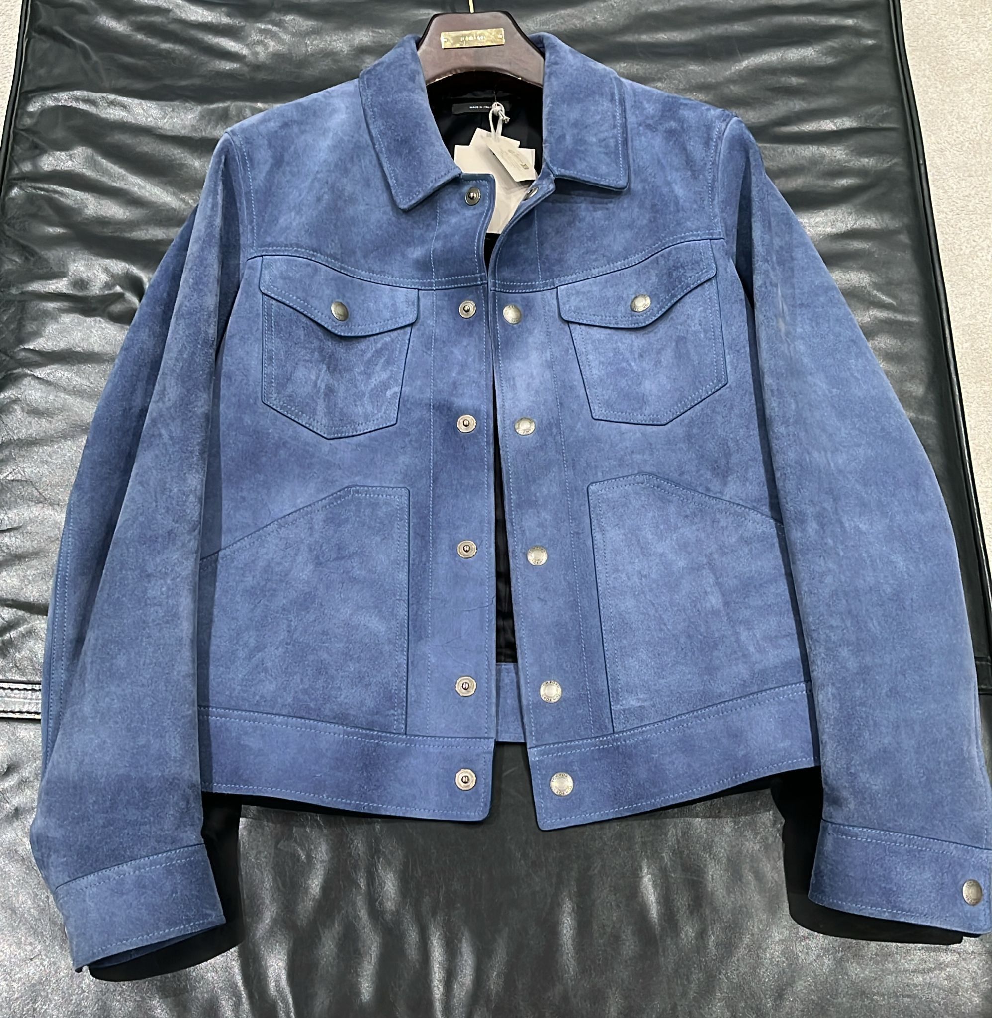 Tom Ford o1loc1c0725 LBI001 Leather Wear Blouson Jacket in Blue Size US L / EU 52-54 / 3 - 1 Thumbnail