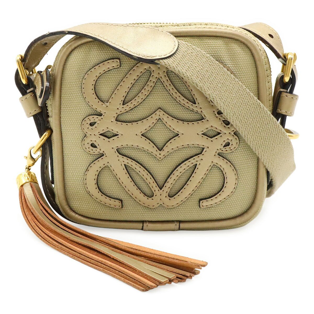 Loewe Loewe Anagram Canvas Leather Shoulder Bag Canvas Crossbody Bag DUTY FREE for USA