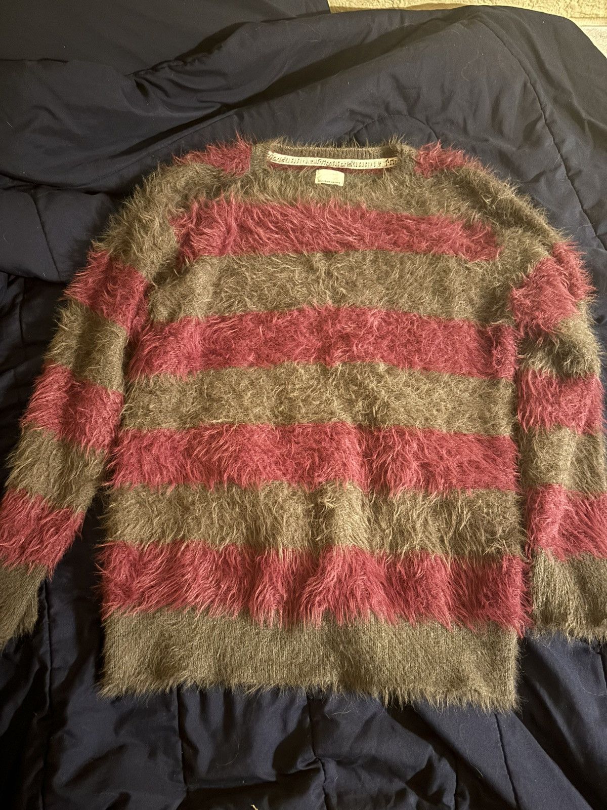 image of Number N Ine Number Nine 2003 Touch Me I’M Sick Mohair Sweater in Gray/Purple, Men's (Size Large)