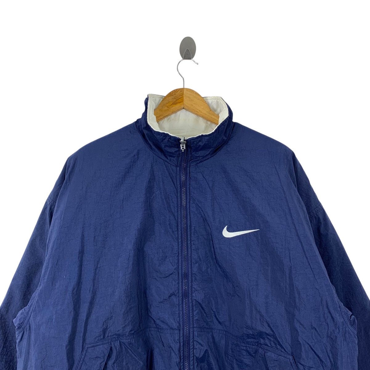 Nike × Vintage Vintage 90s NIKE Swoosh Sportswear Big Logo Backhit Jacket Size US XL / EU 56 / 4 - 4 Thumbnail