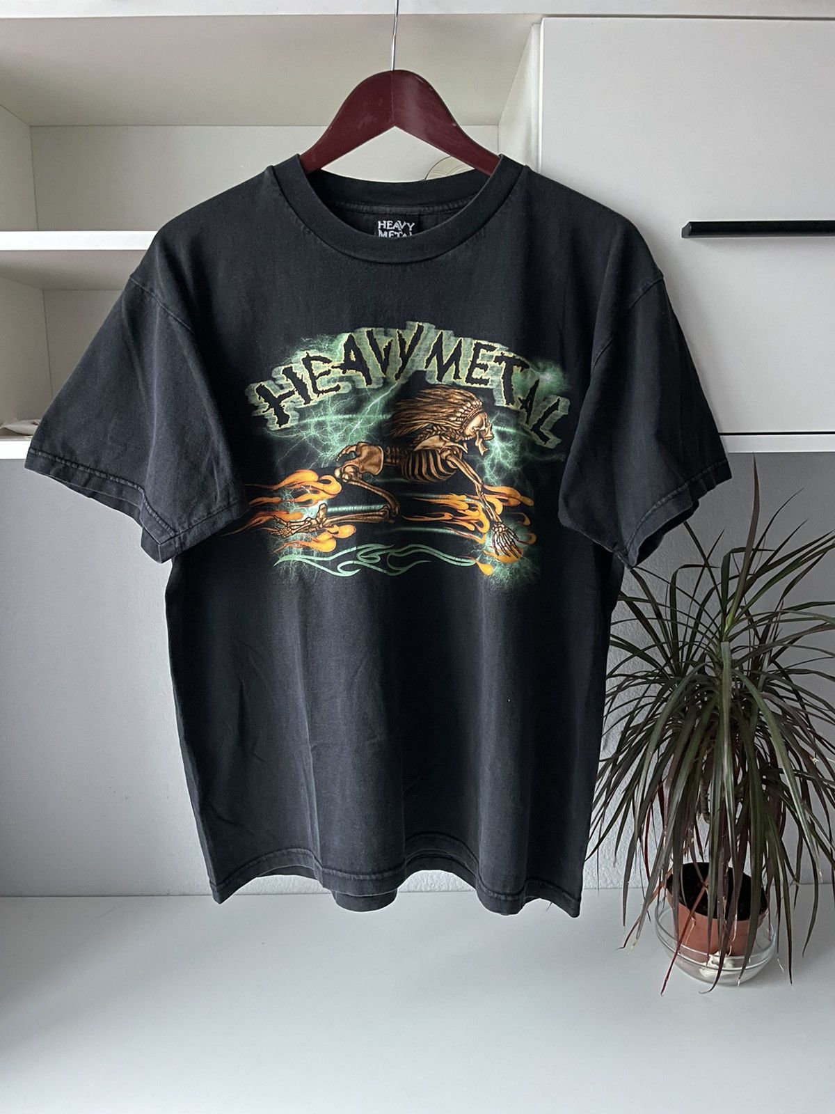 Vintage RARE 90’s Heavy Metal Skull Fire T-Shirt Lightning Punk Size US L / EU 52-54 / 3 - 1 Thumbnail