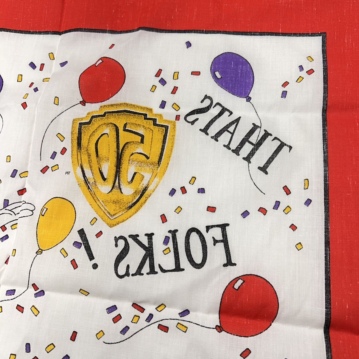 Vintage × Warner Bros VTG Looney Tunes Bandana Handkerchief Bugs Bunny 50th Size ONE SIZE - 11 Thumbnail
