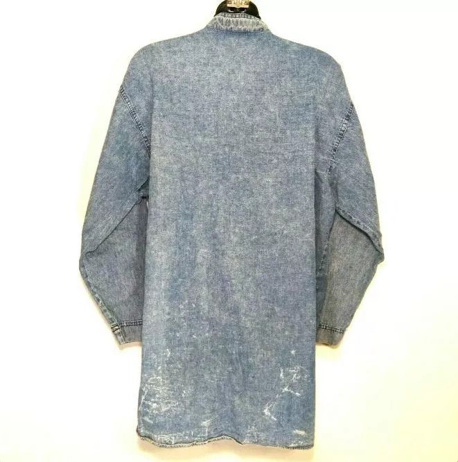 Vintage Vintage 90s MARSHA SPORT Dress Blue L Distres Flower Buttons Size L / US 10 / IT 46 - 4 Thumbnail