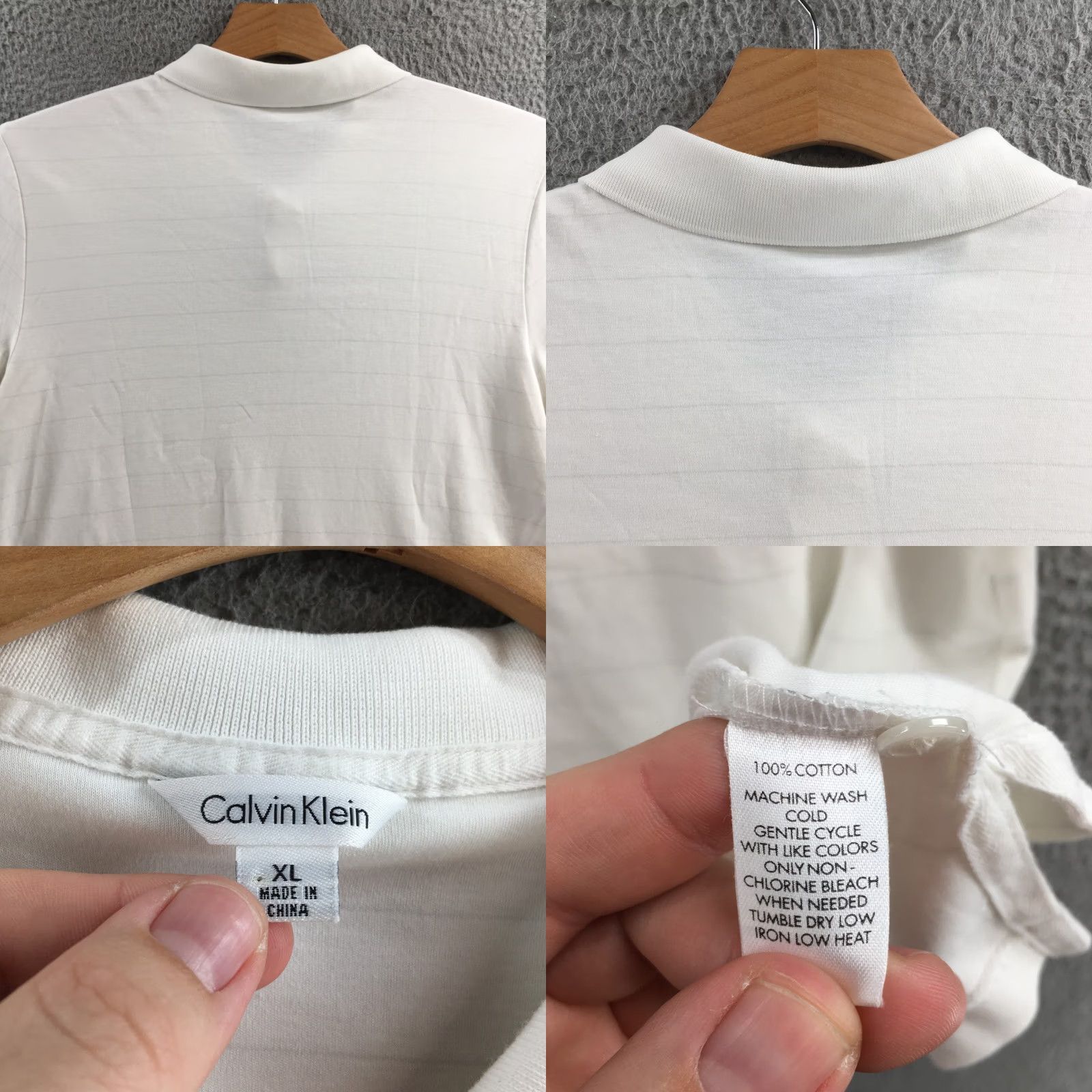 Calvin Klein Calvin Klein Polo Shirt Mens XL White Stripe Cotton Short Sleeve Collared Casual Size US XL / EU 56 / 4 - 8 Thumbnail