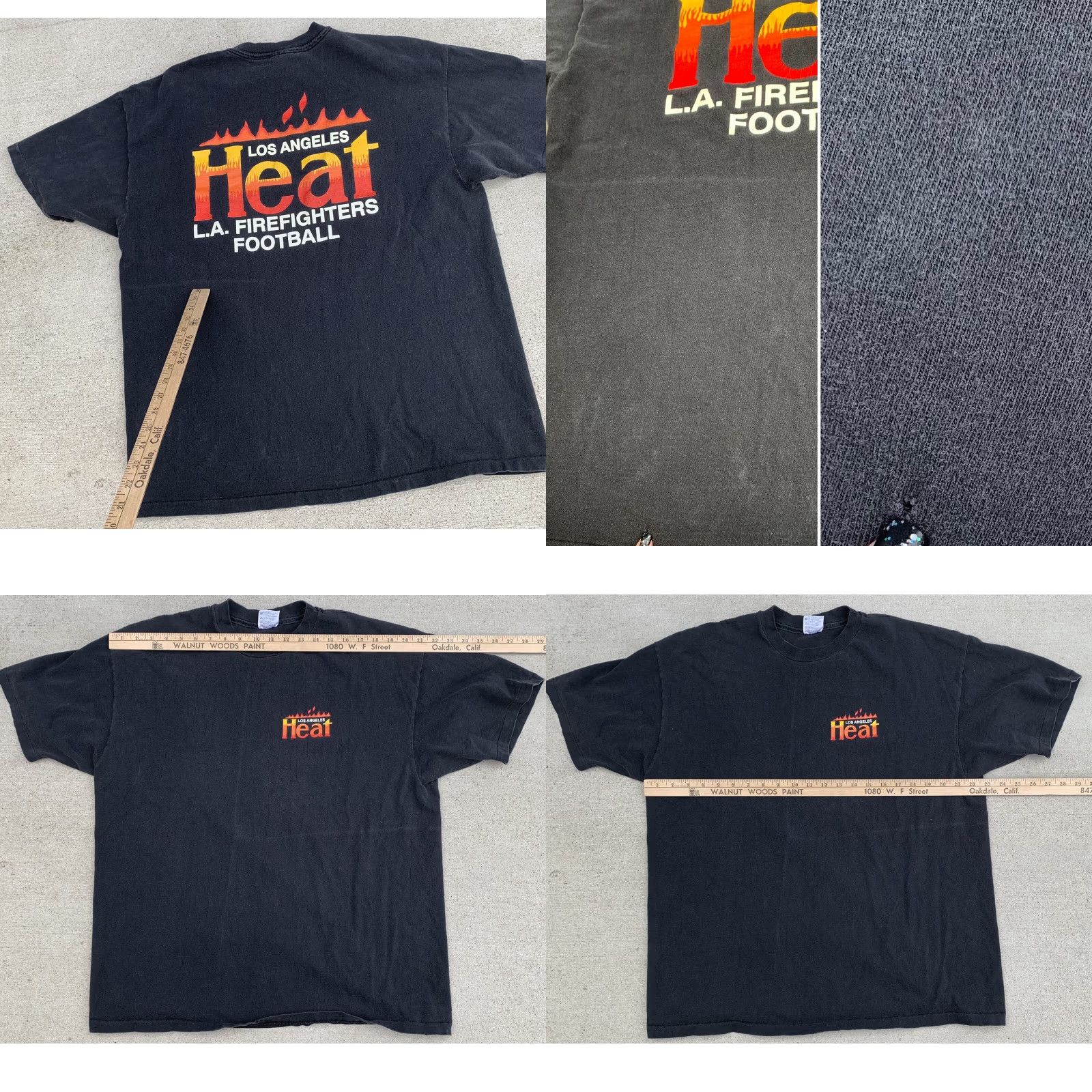 Hanes VINTAGE Hanes Football t-shirt XL Men Black Los Angeles Heat LA Firefighters FOOTBALL | Graphic Tee | Short Sleeve | Cotton Size US XL / EU 56 / 4 - 8 Thumbnail