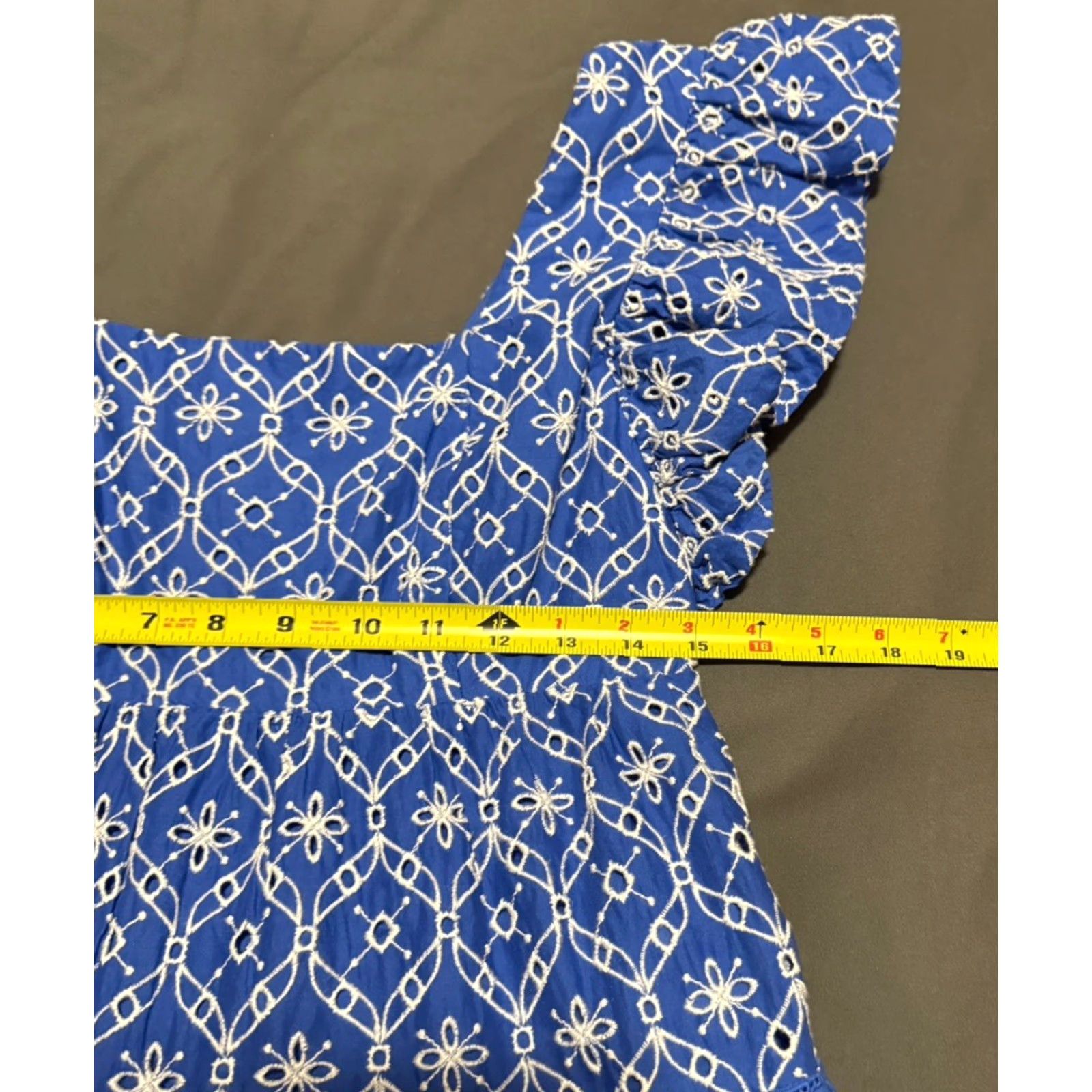 Lilly Pulitzer Lilly Pulitzer Morrie Eyelet Ruffle Sleeve Dress Mini - Blue - Size 4 - Womens Size S / US 4 / IT 40 - 5 Thumbnail