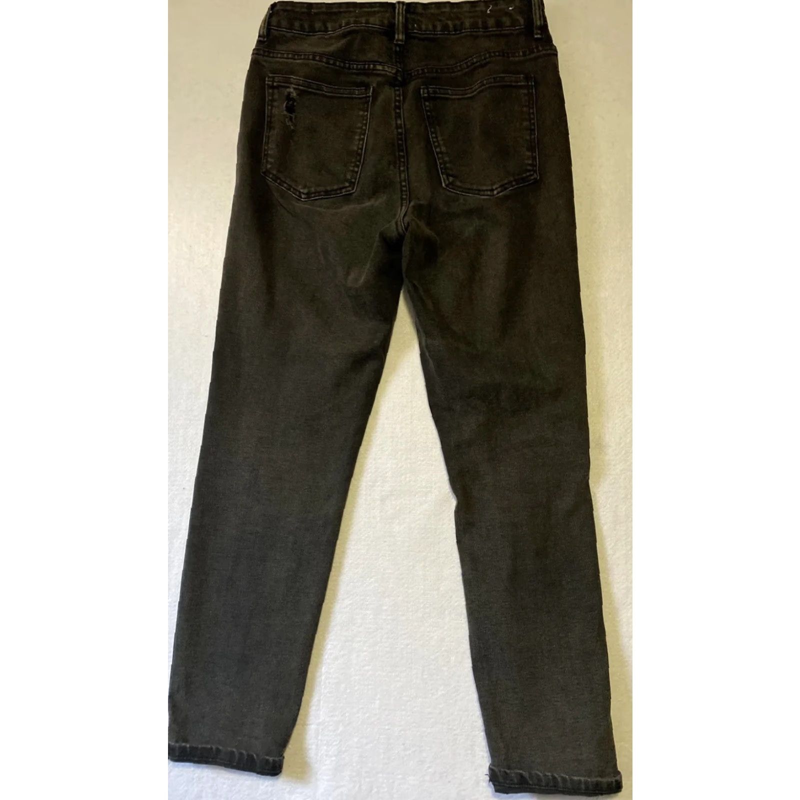 Express EXPRESS 91 Jeans Womens Size 6 High Rise Skinny Black Stretch Denim Distressed Zip Closure 25in Inseam Size 28" / US 6 / IT 42 - 7 Thumbnail