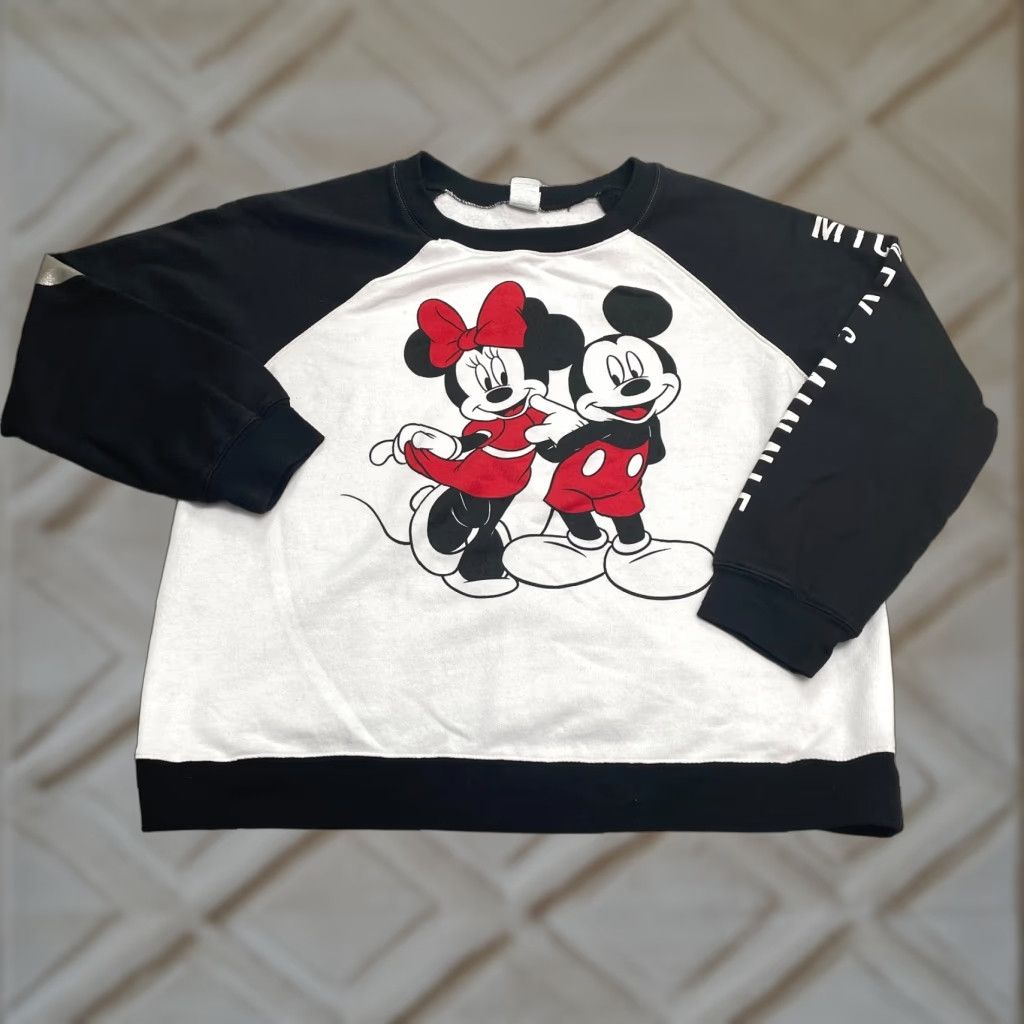 Disney Disney Mickey Minnie Graphic Sweatshirt Womens XXL Black White Raglan Casual Size XXL / US 16-18 / IT 52-54 - 1 Thumbnail