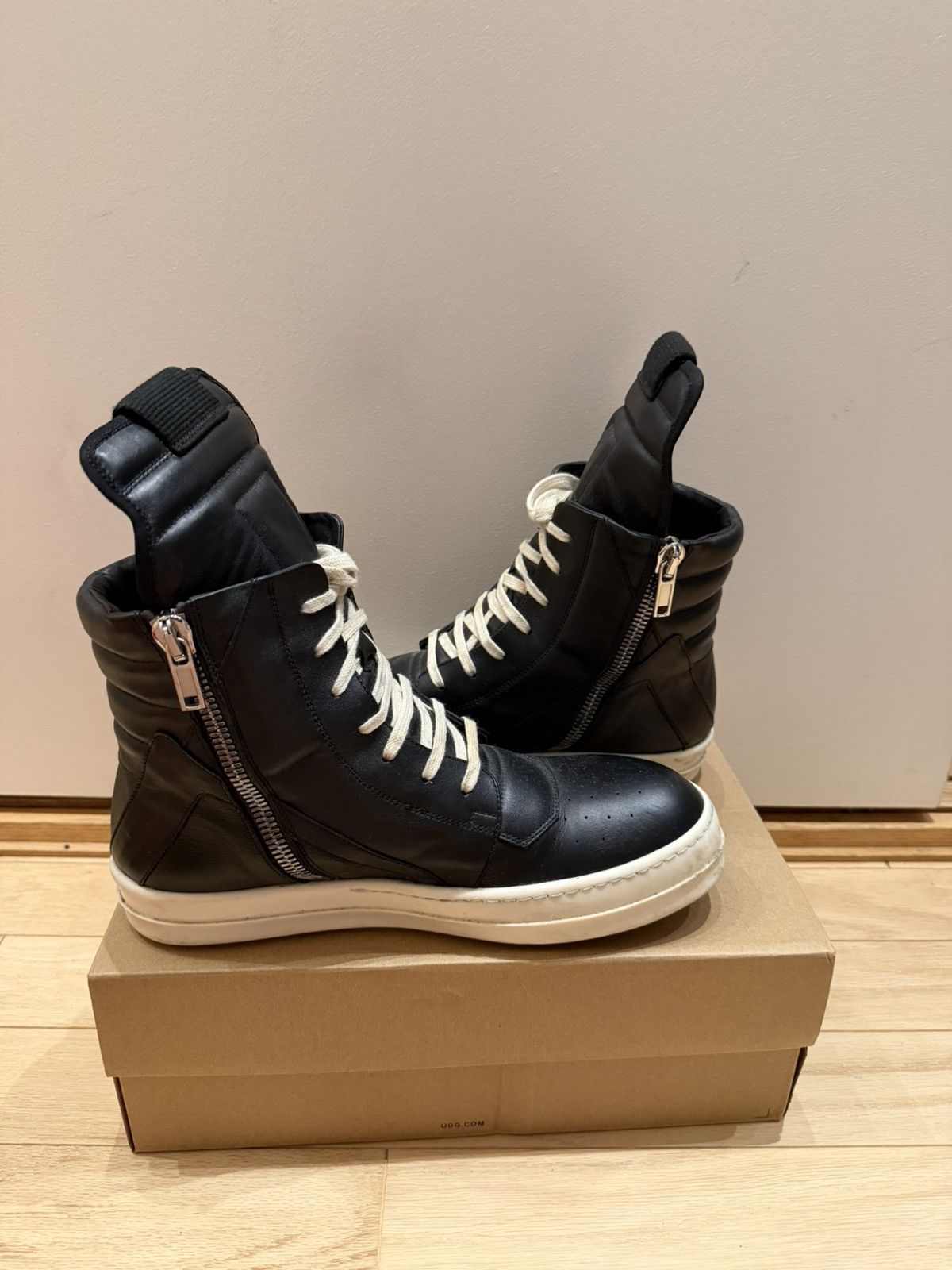 Rick Owens Geobasket Black Milk size 43.5