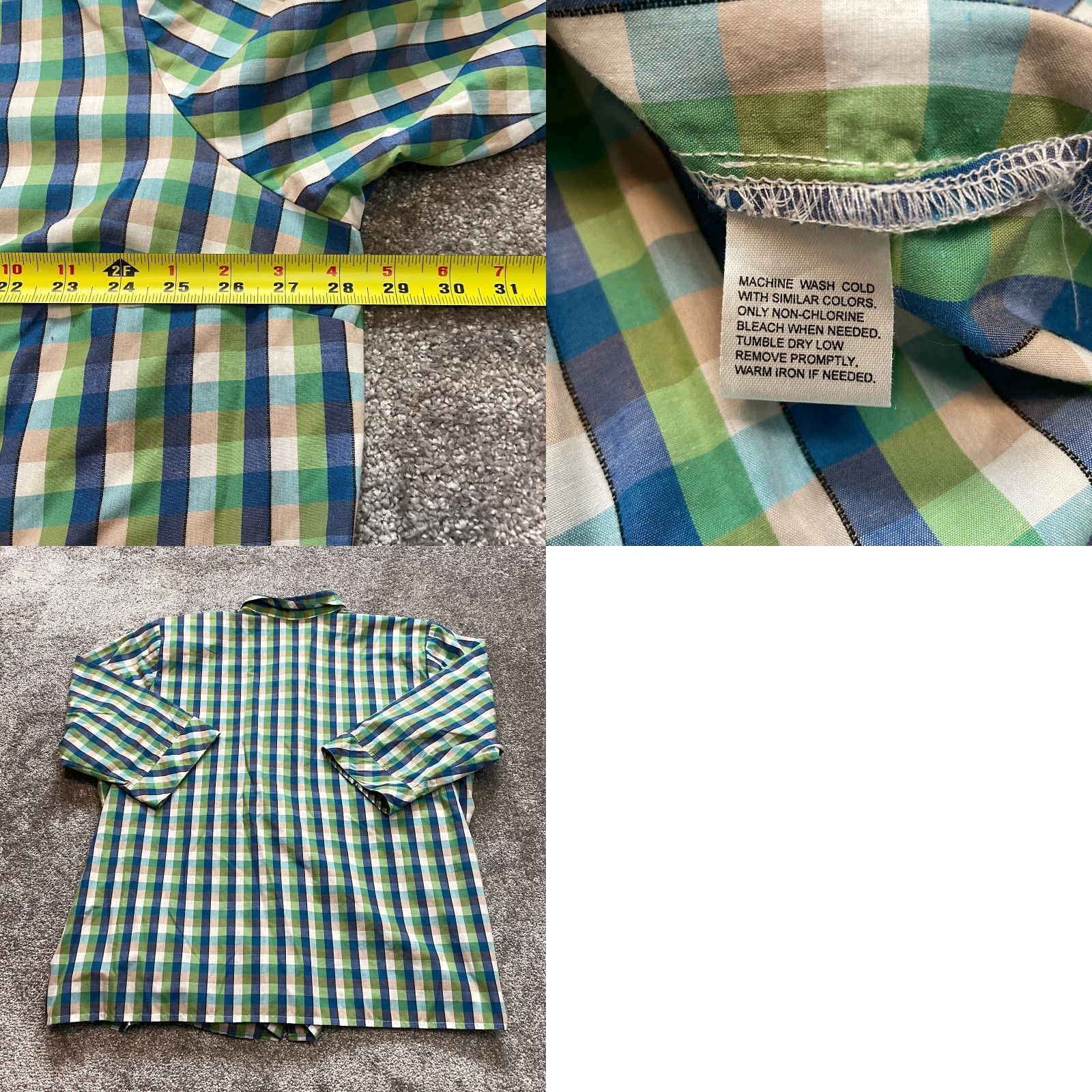 Vintage VINTAGE Mountain Lake Button Up Shirt Womens 24W Blue Green Plaid Long Sleeve Padded Top Size 4XL / US 24-26 - 8 Thumbnail