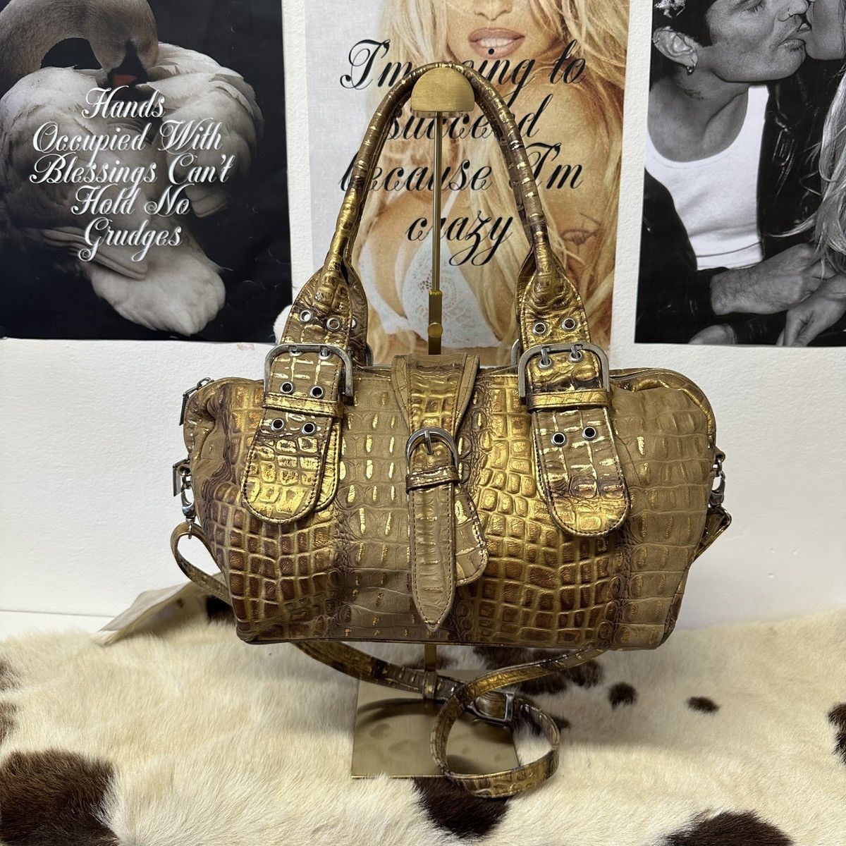 Vintage Vintage leather gold set shoulder bag and heels Size ONE SIZE - 3 Thumbnail
