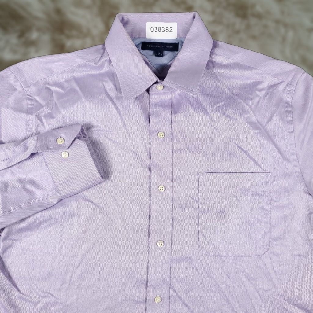 Tommy Hilfiger Tommy Hilfiger Shirt Mens 16 Purple Dress Button Up Long Sleeve Shirt Adult Medium Purple Dress Shirt Classic Modern Preppy Wedding Workwear Mens Size 42R - 1 Thumbnail