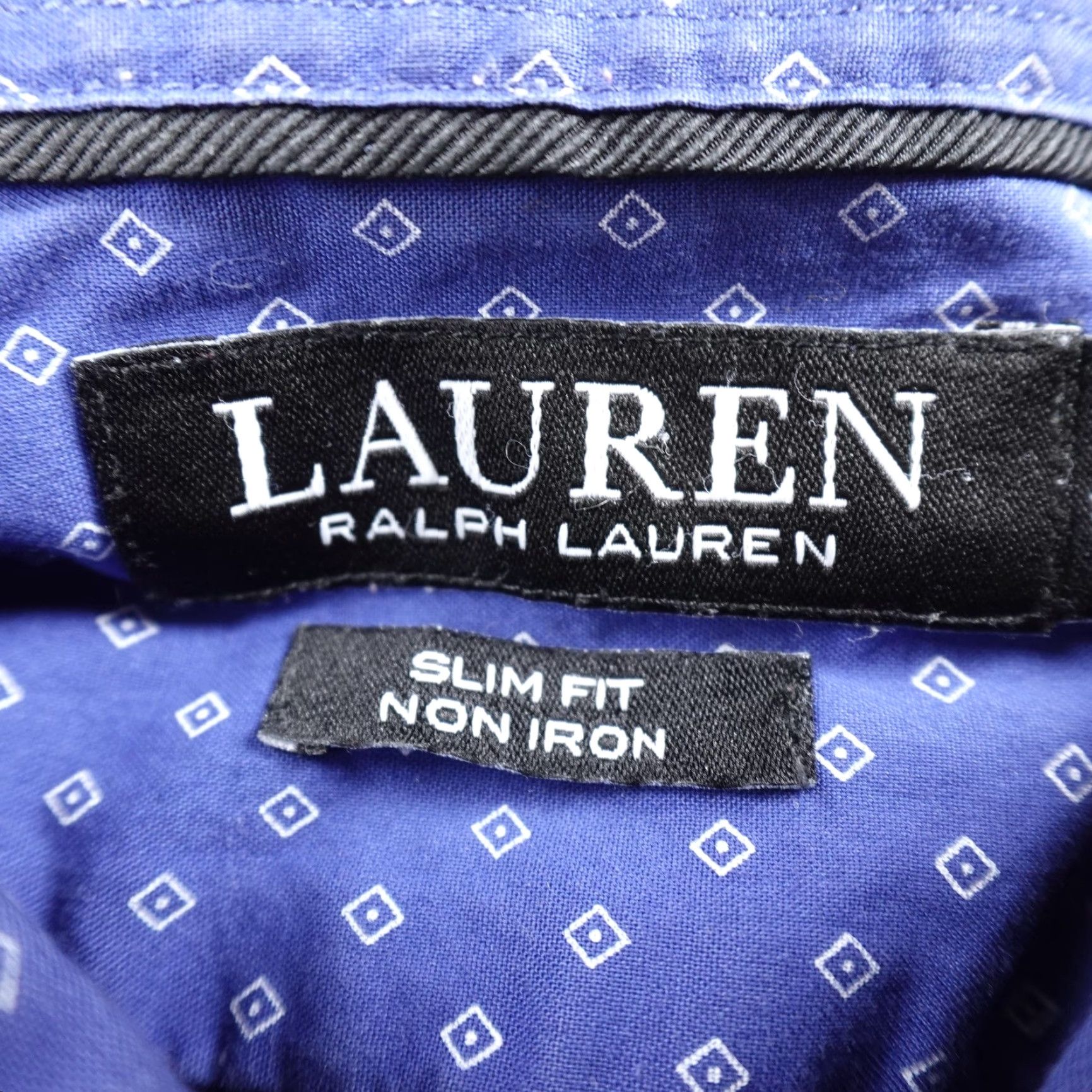 Ralph Lauren Ralph Lauren Shirt Mens 18 34/35 Blue Geometric Argyle Slim Fit Dress Button Up Shirt Size 48R - 4 Thumbnail