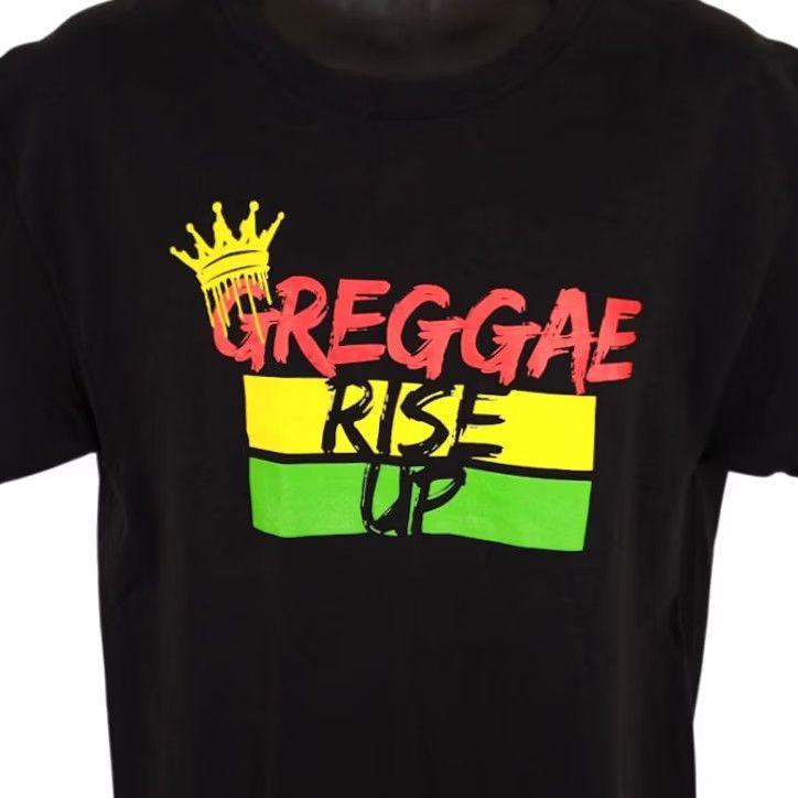 Hanes VINTAGE? No. Greggae Rise Up T Shirt Mens Size Large Black Reggae Bob Marley Quote Size US L / EU 52-54 / 3 - 2 Thumbnail