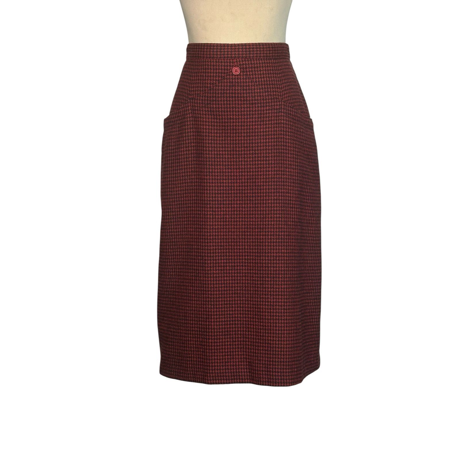 Porsche Design Porsche vintage red black houndstooth pencil skirt size 9/10 Size 27" / US 4 / IT 40 - 6 Thumbnail