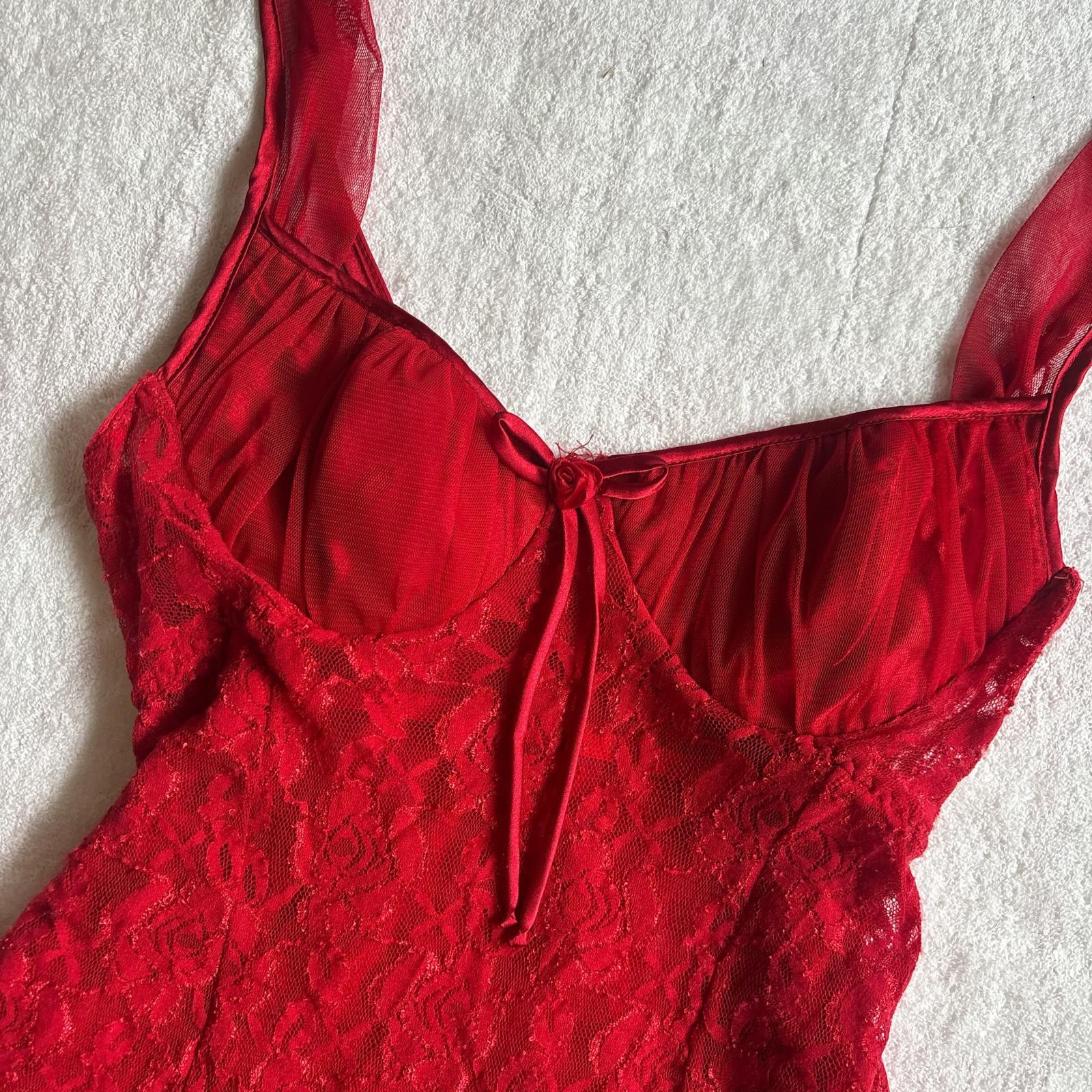 Other vintage red lace lingerie slip top Size L / US 10 / IT 46 - 5 Thumbnail