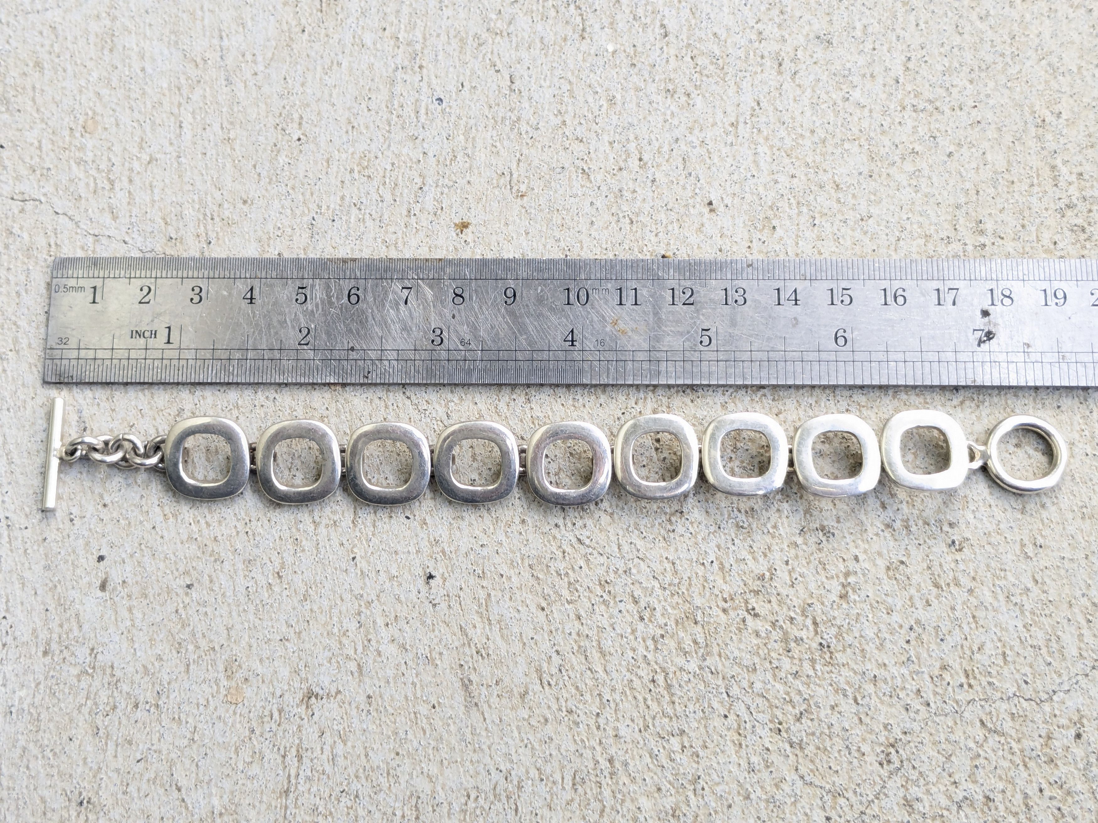 Jewelry Vintage Sterling Silver Bracelet Square Chain Link 7.25" Size ONE SIZE - 14 Thumbnail