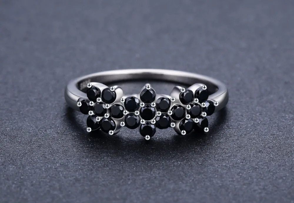 Jewelry Flower Bague Black Spinel Ring Size ONE SIZE - 4 Thumbnail