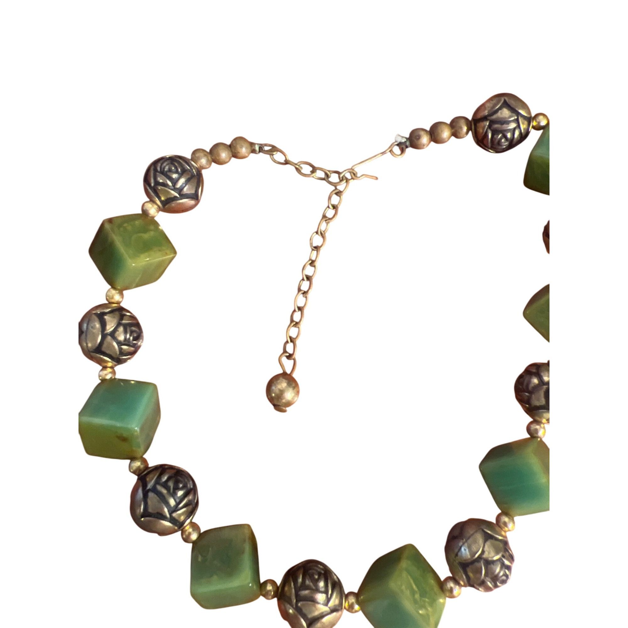 Other Vintage Bakelite Green Moss Square Bead Choker Collar Neckla Size ONE SIZE - 4 Thumbnail