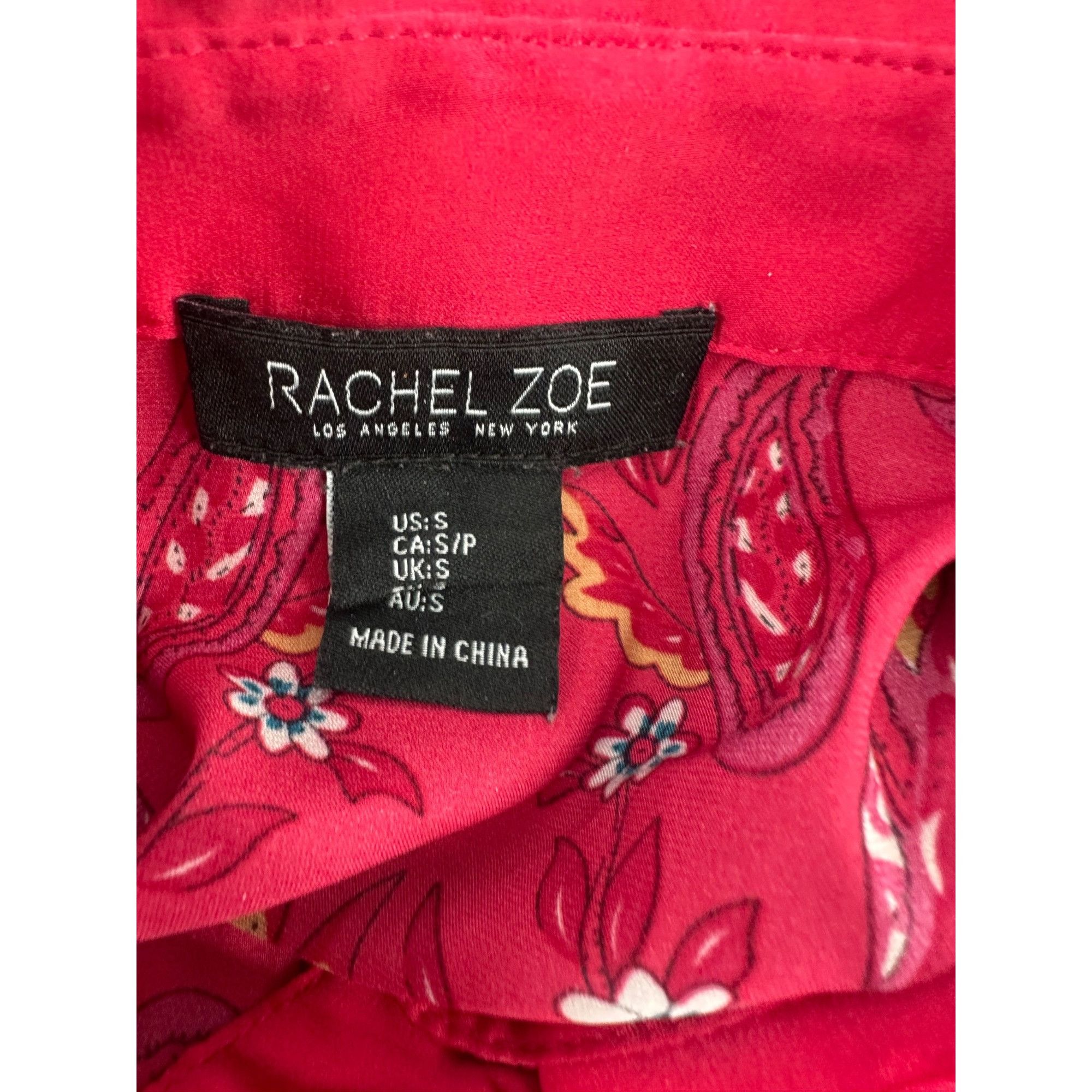 Rachel Zoe Rachel Zoe Women's Paisley Floral Blouse Small Pink Fuchsia Size S / US 4 / IT 40 - 6 Thumbnail