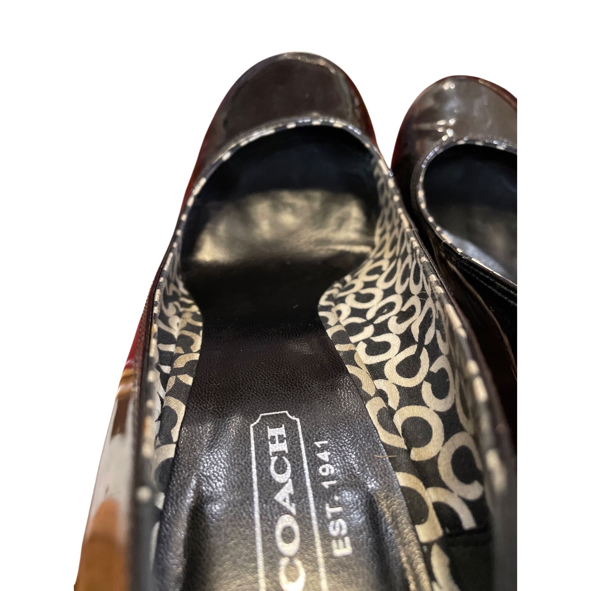 Coach Coach wms black leather patent 3.5" wedge heel shoes sz 8.5B Size US 8.5 / IT 38.5 - 8 Thumbnail
