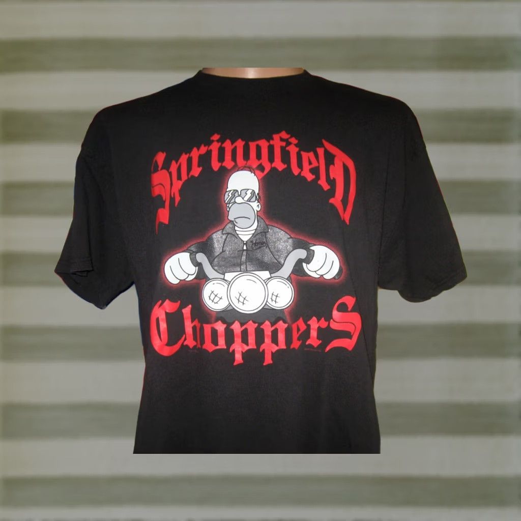 Delta SPRINGFIELD CHOPPERS T Shirt Men's 2XL Springfield Choppers 2004 The Simpsons Delta Pro Weight Cotton Black Vintage Logo Mens Size US XXL / EU 58 / 5 - 1 Thumbnail