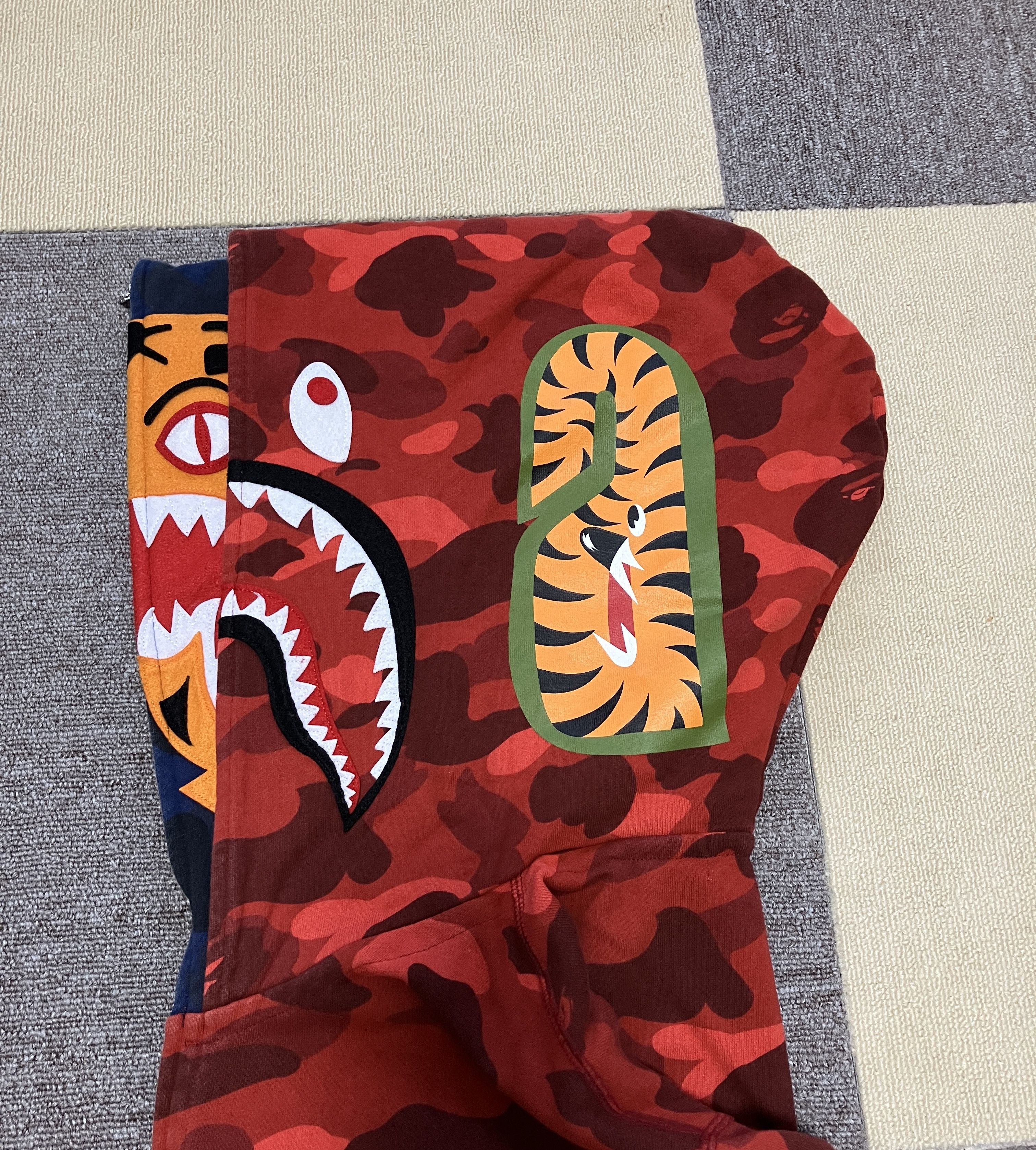Bape Bape Color Camo Tiger Shark Wide Full Zip Double Hoodie Size US XL / EU 56 / 4 - 5 Thumbnail