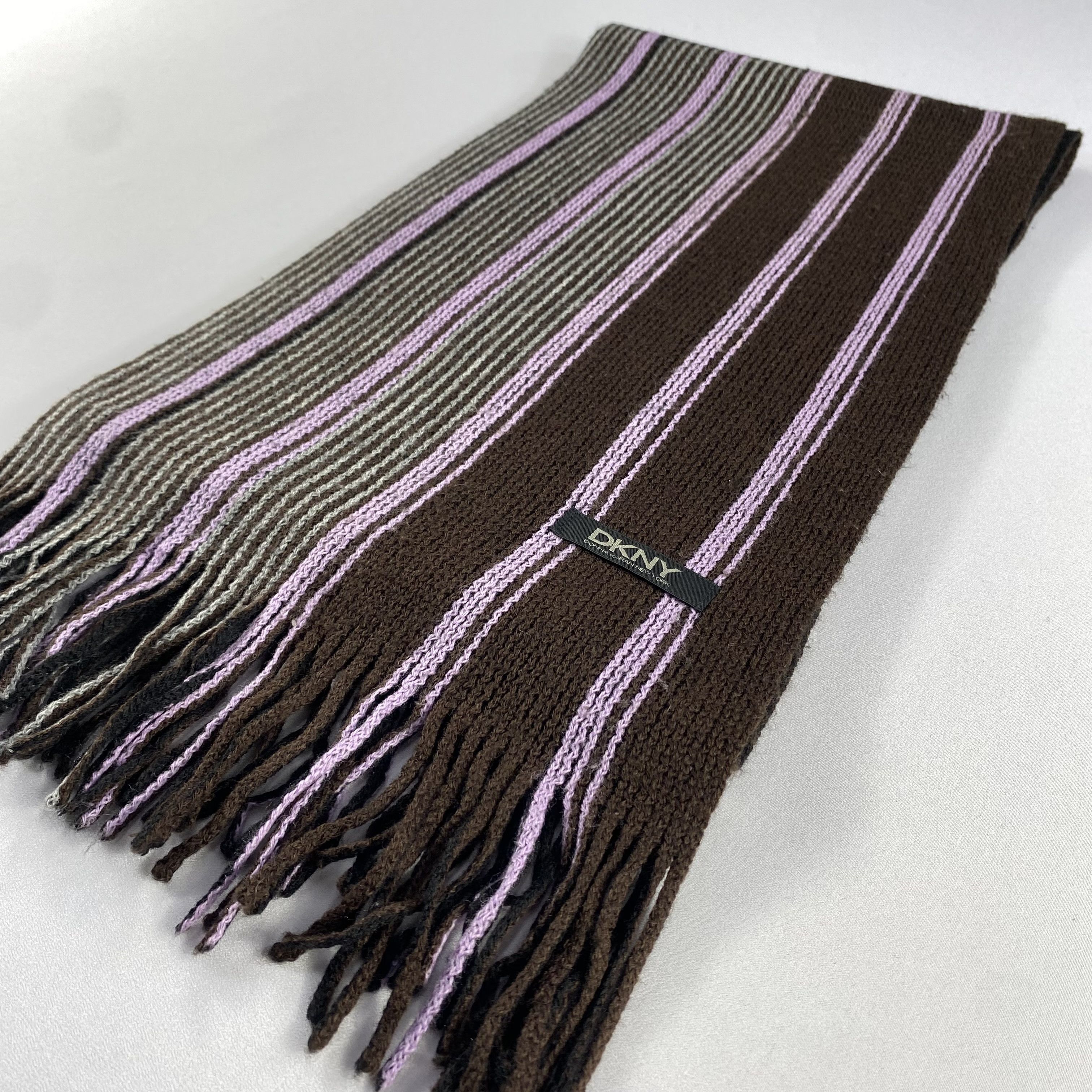 DKNY DKNY Stripe Scarf Neck Wrap Wool Muffler Size ONE SIZE - 3 Thumbnail