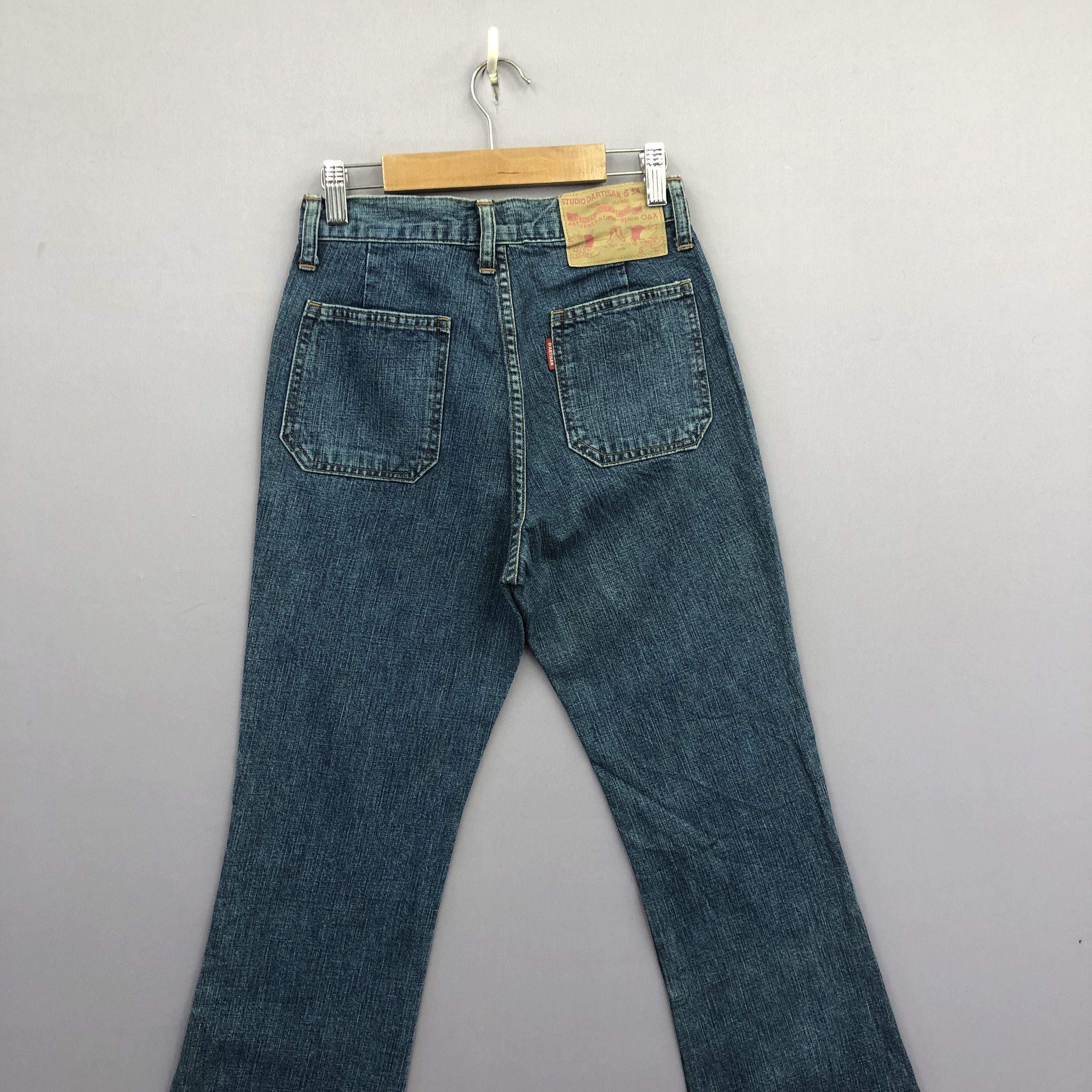 Japanese Brand Vintage NWT 90s Studio D'Artisan Bush Pants Flare Blue Jeans Size 26" / US 2 / IT 38 - 4 Thumbnail