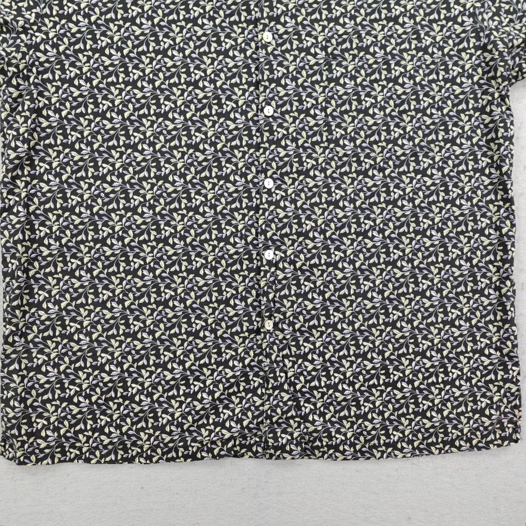 Tori Richard VINTAGE Tori Richard Shirt Mens Large Black Green Floral Cotton Hawaiian Aloha Camp Shirt Size US L / EU 52-54 / 3 - 4 Thumbnail