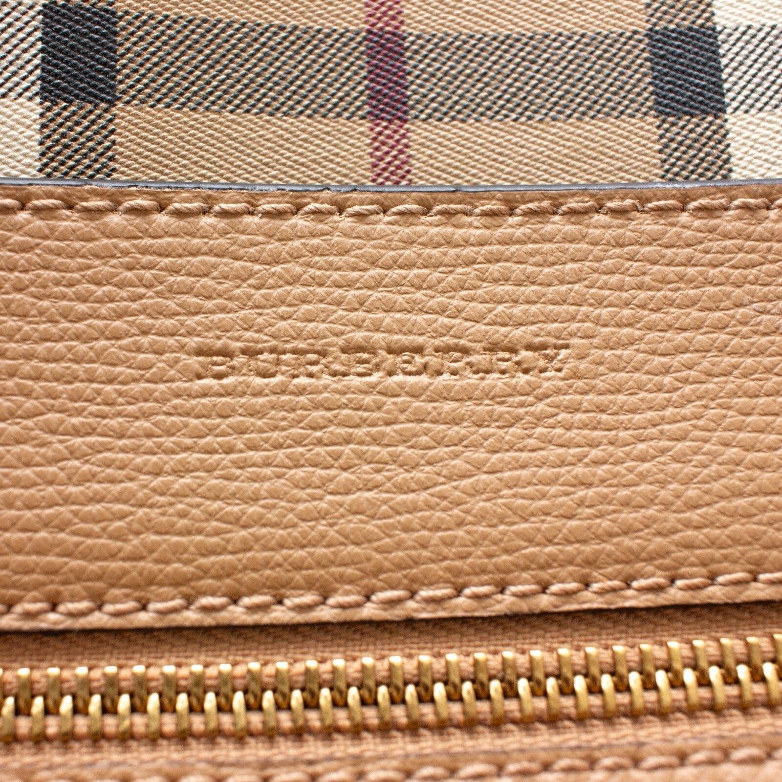 Burberry 1.8k$ Burberry Camel XL Leather Haymarket Check Tote Bag Size ONE SIZE - 12 Thumbnail