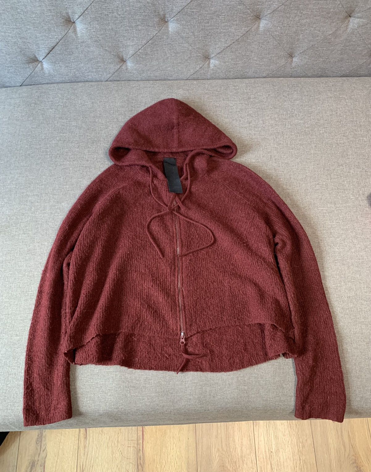 Japanese Brand × Rundholz Rundholz Burgundy Knit Wide Hoodie Size S / US 4 / IT 40 - 1 Thumbnail