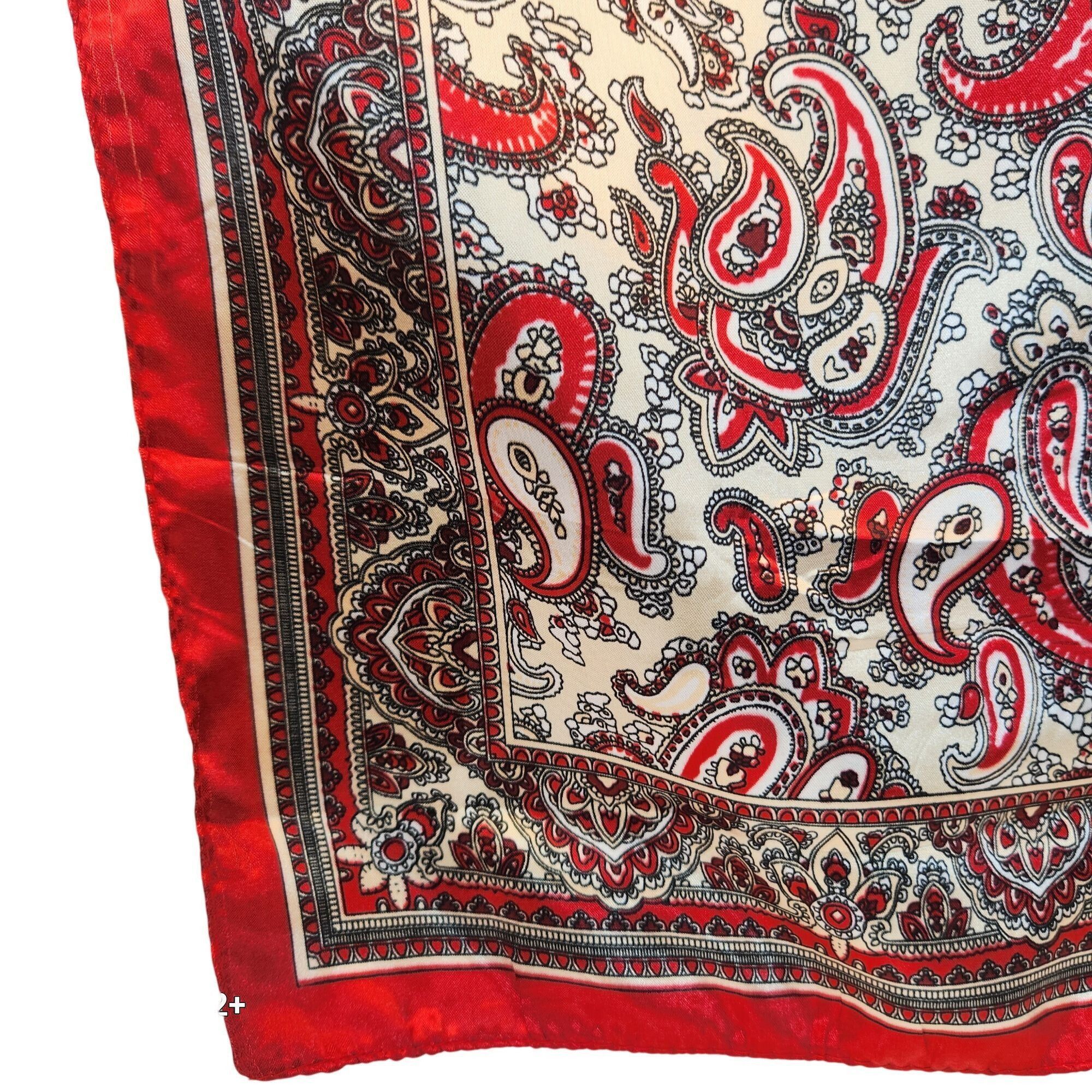 Other Red Black Paisley Silk Scarf Western Wild Rage Boho Chic Squ Size ONE SIZE - 7 Thumbnail