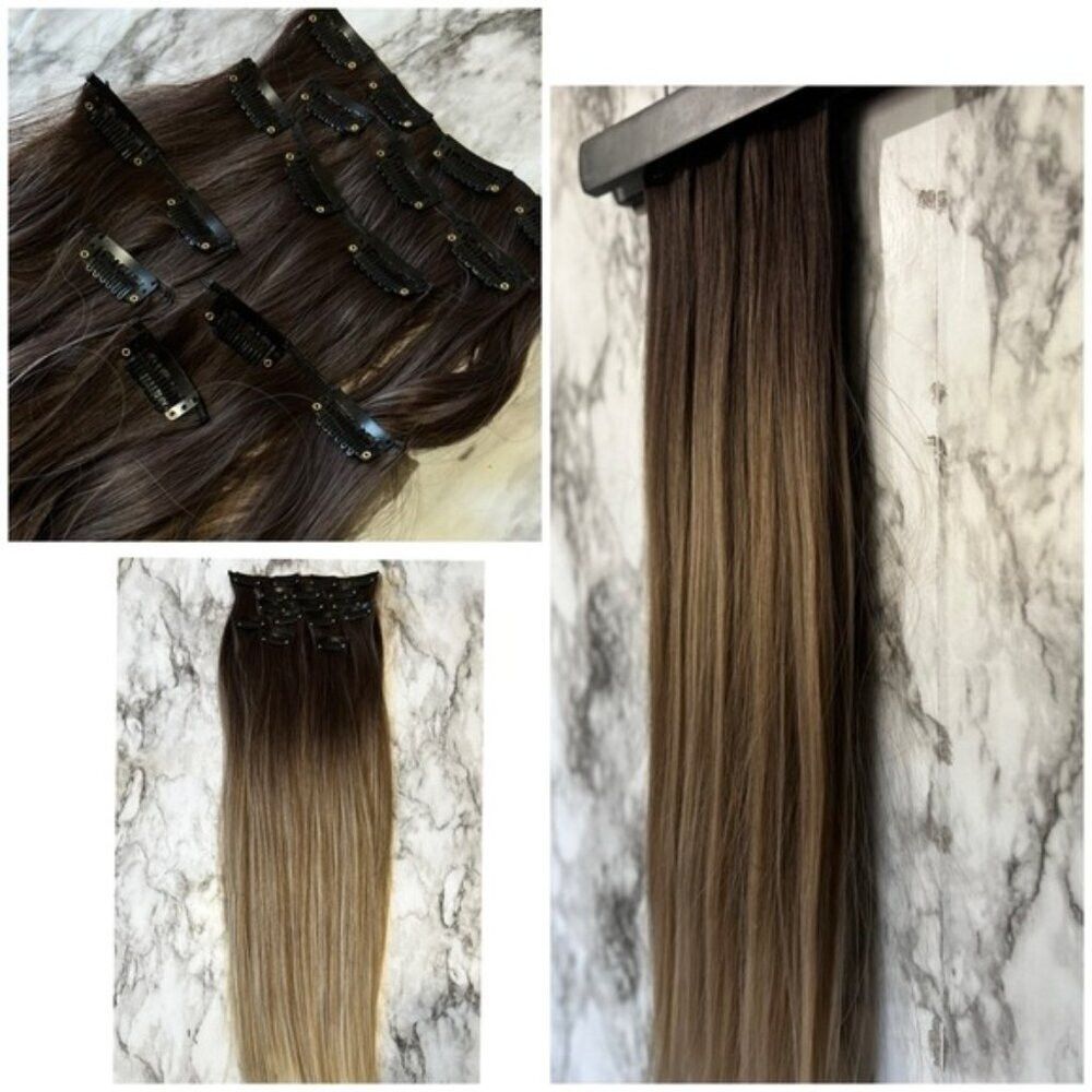 Other 24 Inch Balayage Style Clip in Hair Extensions Brown to Lig Size ONE SIZE - 5 Thumbnail
