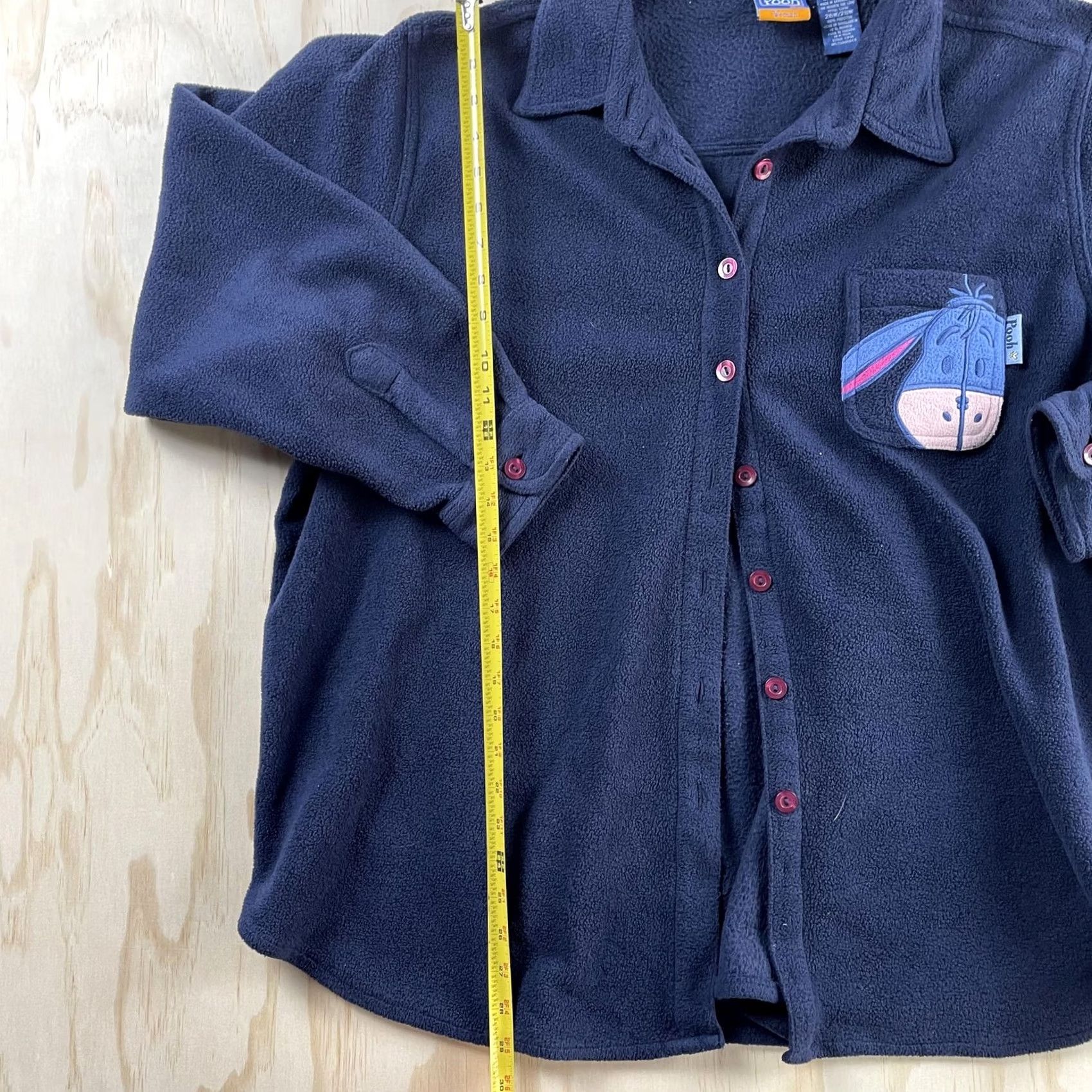 Disney Pooh Shirt Womens 26W/28W Gray Fleece Eeyore Button Up Disney Plus Top Size 4XL / US 24-26 - 3 Thumbnail