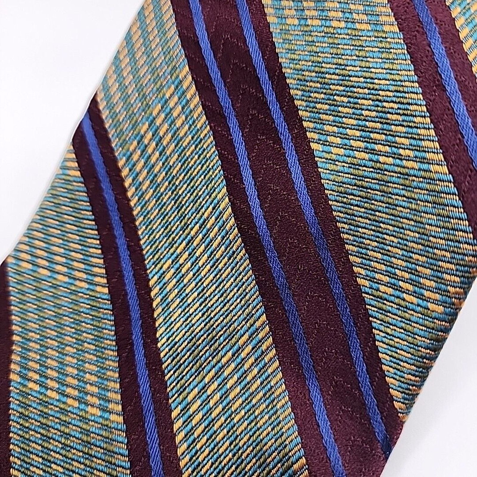Joseph Abboud Joseph Abboud Multicolor Green Striped Silk Necktie - Italy Size ONE SIZE - 4 Thumbnail