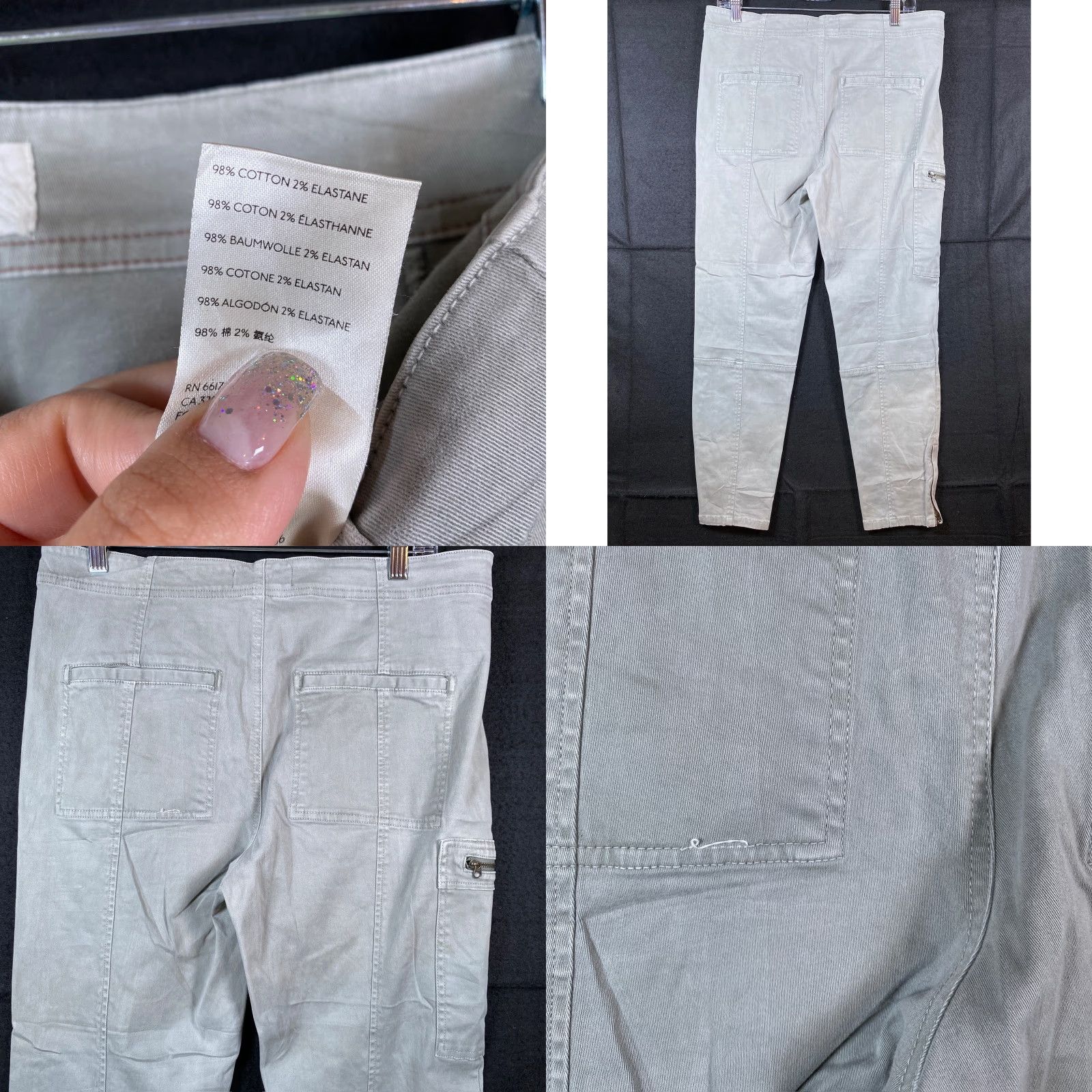 Anthropologie VINTAGE Anthropologie Womens Pants Gray Jogger Cargo Ankle Zip Capris Stretch 31 Size 24" / US 00 / IT 34 - 8 Thumbnail
