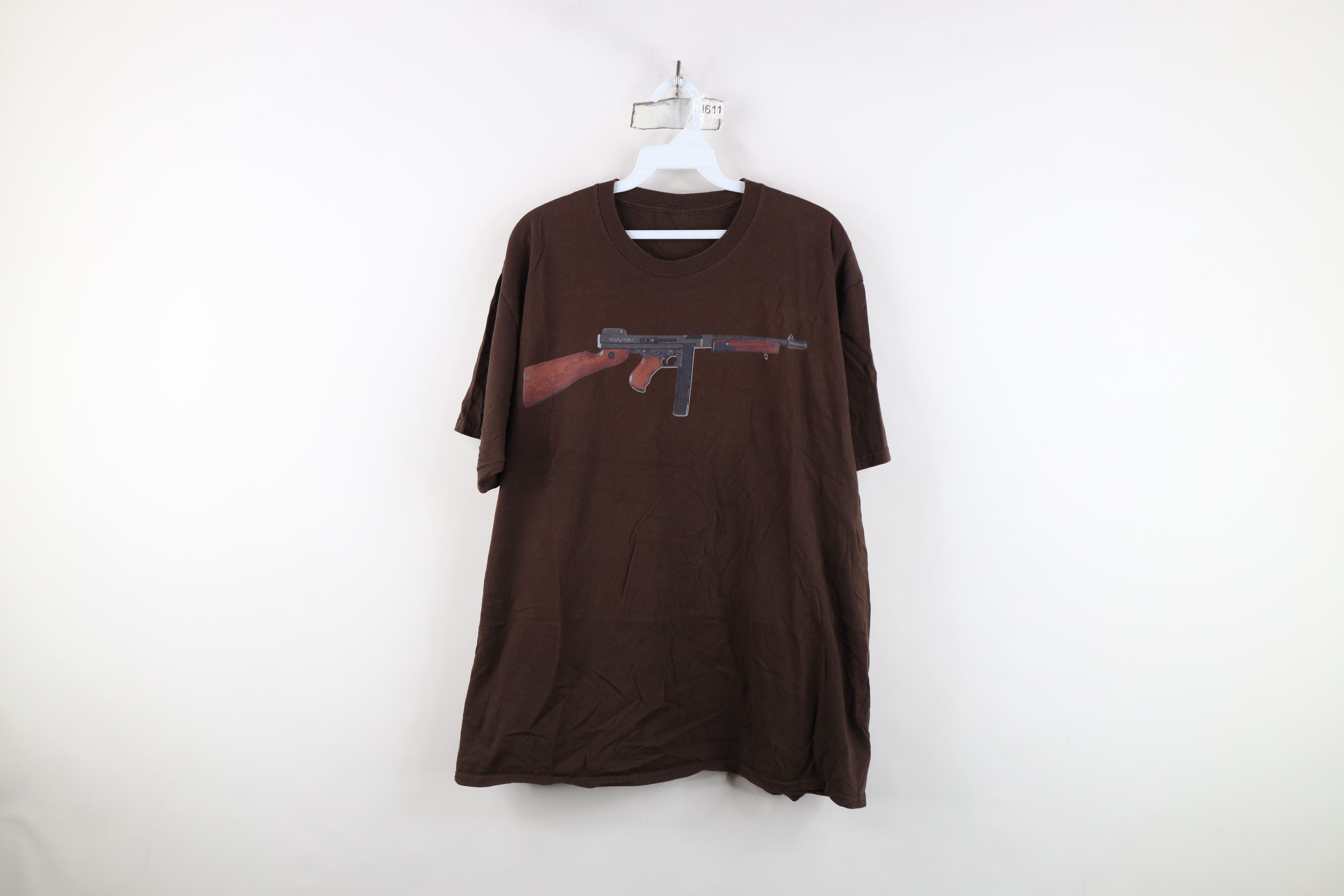 Vintage Vintage Streetwear Machine Gun Short Sleeve T-Shirt Brown Size US XL / EU 56 / 4 - 1 Thumbnail
