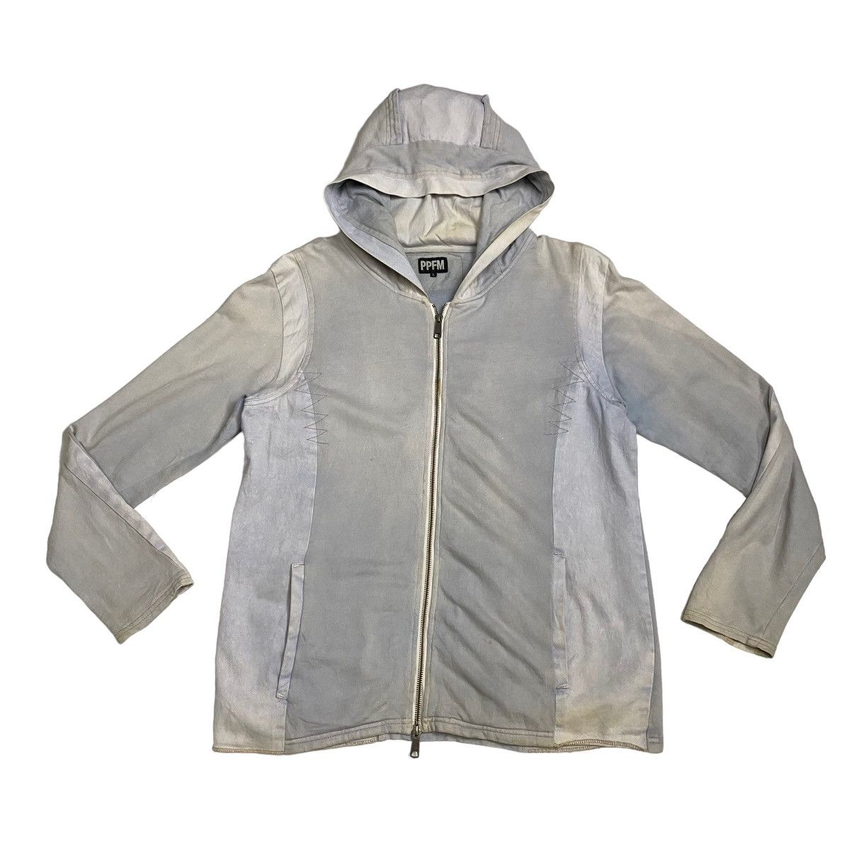 Japanese Brand PPFM faded denim mix cotton hoodie jacket Size US M / EU 48-50 / 2 - 6 Thumbnail