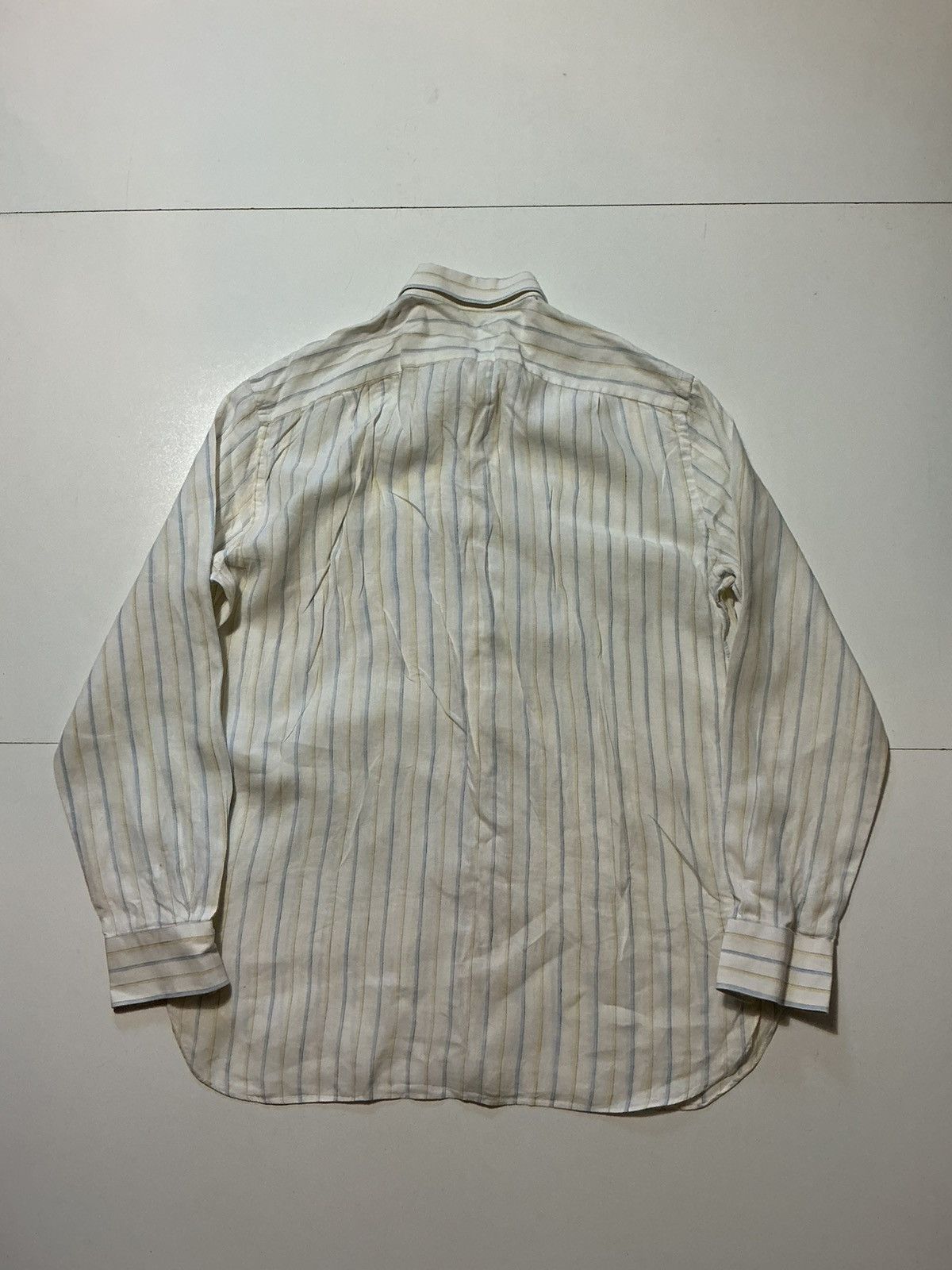 Ermenegildo Zegna Ermenegildo Zegna 100% Linen Striped Pocket Button Shirt Size US M / EU 48-50 / 2 - 2 Thumbnail