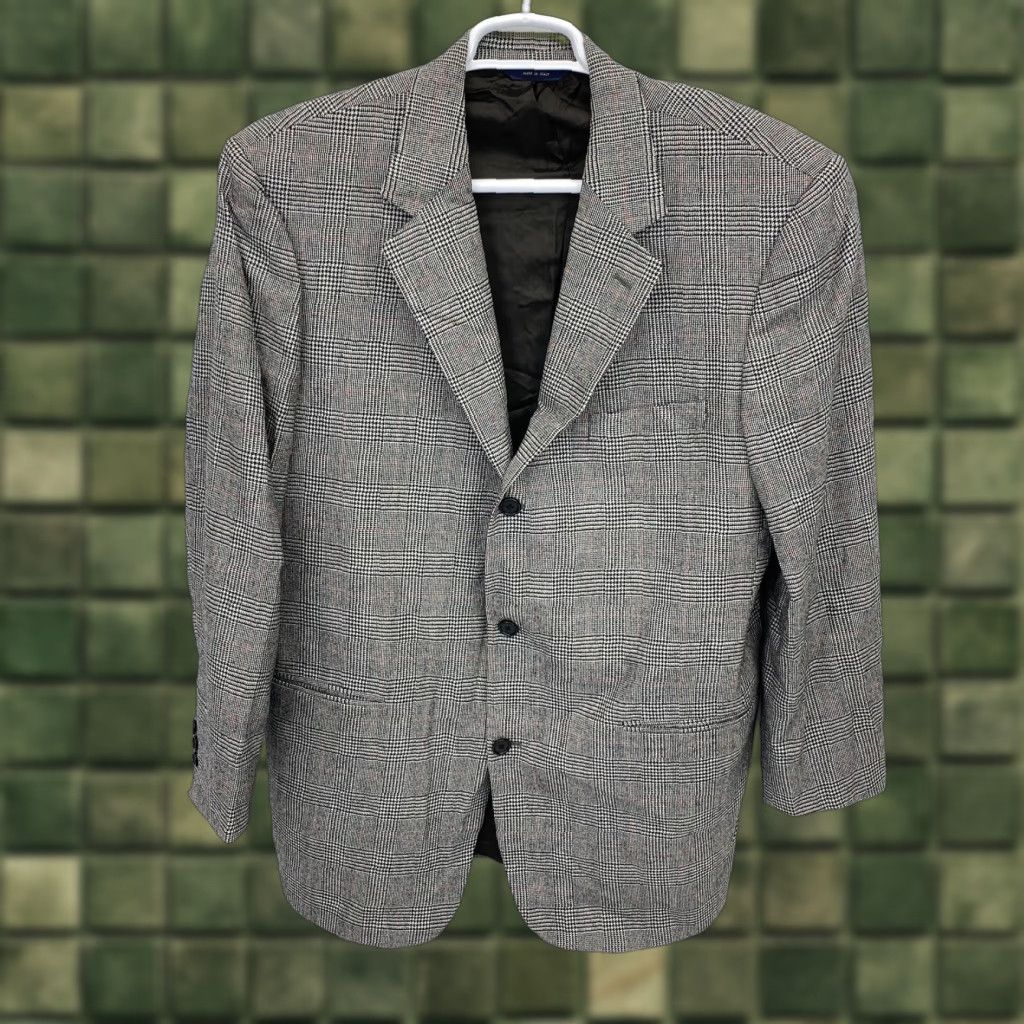 Brooks Brothers Brooks Brothers Blazer Jacket Men’s 43L Coat Jacket Suit Gray Wool Check Notch Lapel Three-Button Single-Breasted Vintage: No, Big & Tall? (Wait) Size 46R - 1 Thumbnail