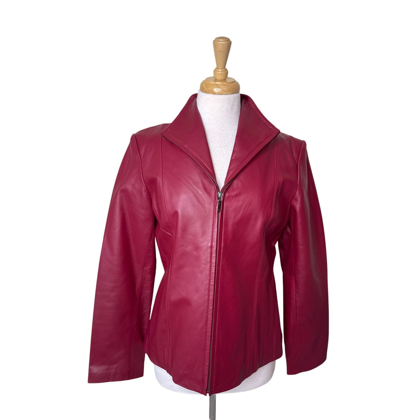Other SIENA Vintage Red 100% Leather Zip Up Jacket Size Medium Size M / US 6-8 / IT 42-44 - 1 Thumbnail