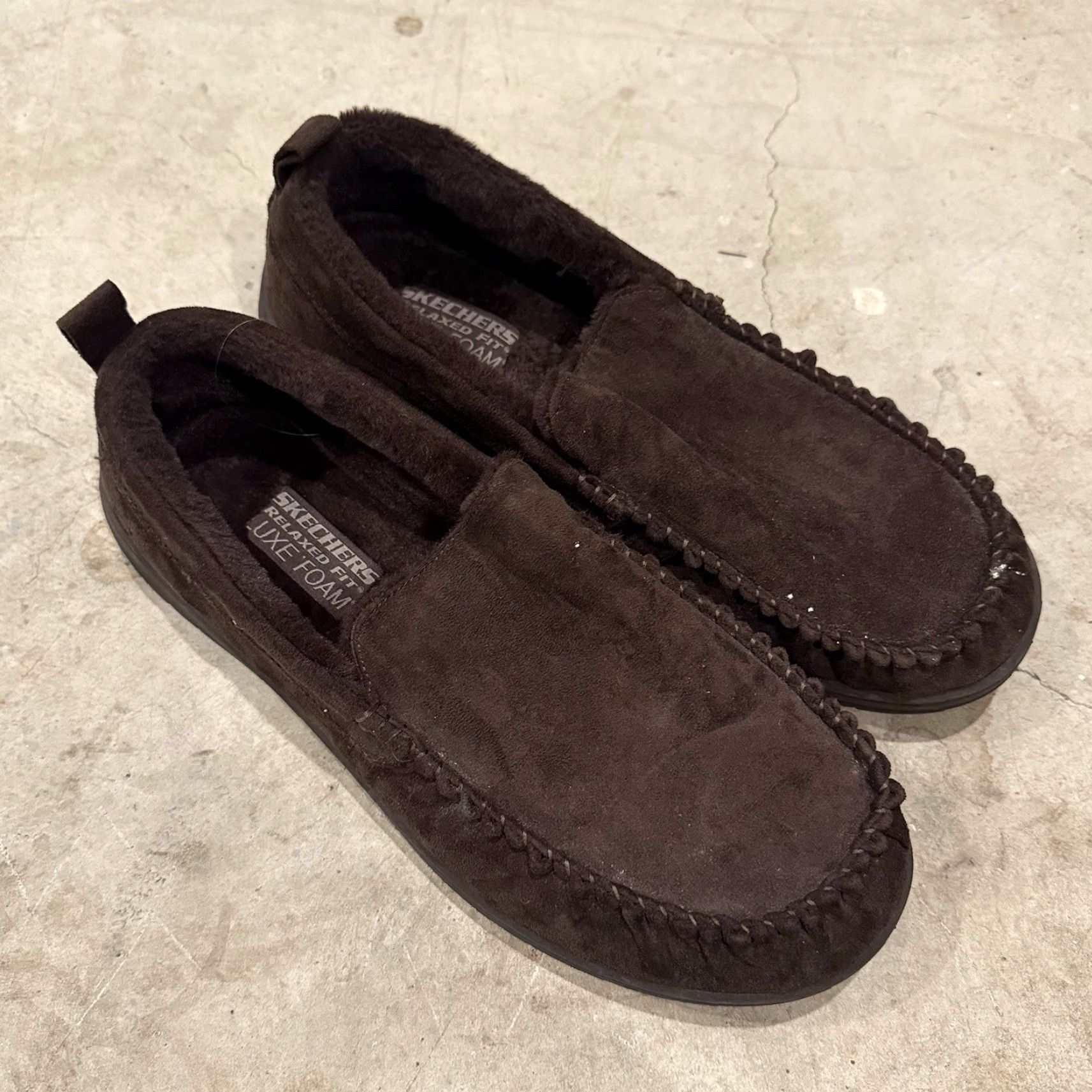 SKECHERS Skechers Slippers Mens Murette Ghetti Moccasin Brown Size 13 US 13 Faux Suede Textile Lining Faux Fur Mens Size ONE SIZE - 2 Thumbnail