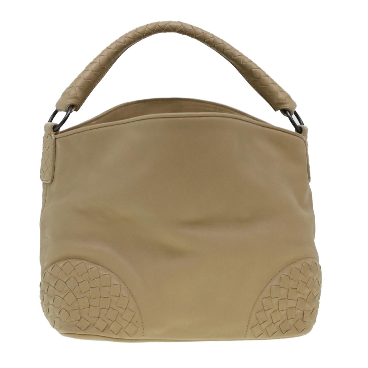 Intrecciato Beige Leather Shoulder Bag (Pre-Owned)