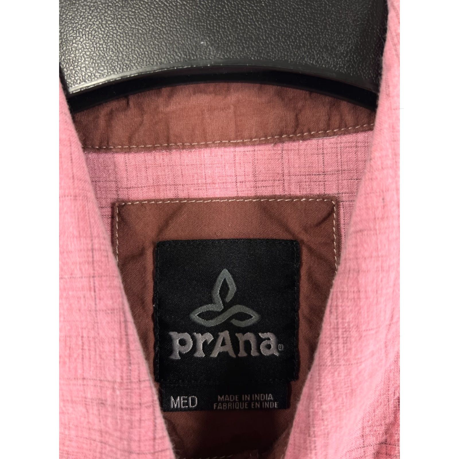 Prana prAna Mens Button-Up Shirt Medium Pink Long Sleeve With Pockets Crosshatch Pattern Size US M / EU 48-50 / 2 - 3 Thumbnail