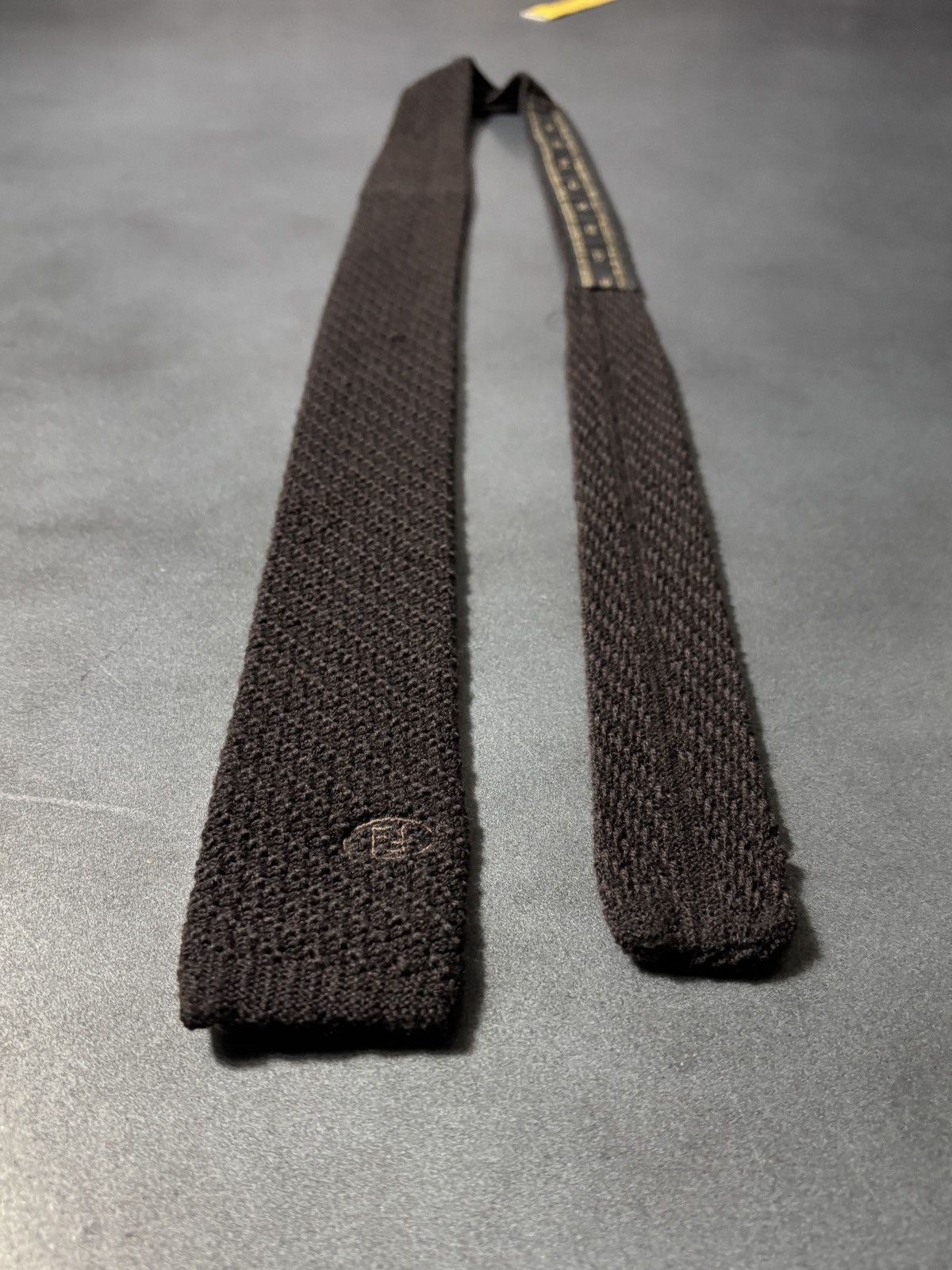 Fendi Vintage Fendi Tie Knit Wool Straight Bar Necktie Flat Top Size ONE SIZE - 9 Thumbnail