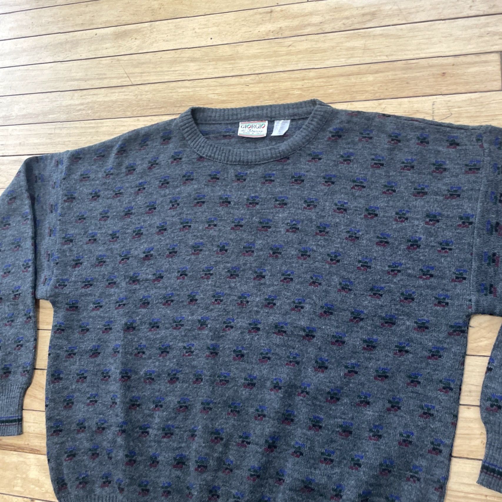 Vintage VINTAGE Giorgio Di Firenze Geometric Wool Sweater Men L Gray Knit 90s Capsule Pullover Size US L / EU 52-54 / 3 - 5 Thumbnail