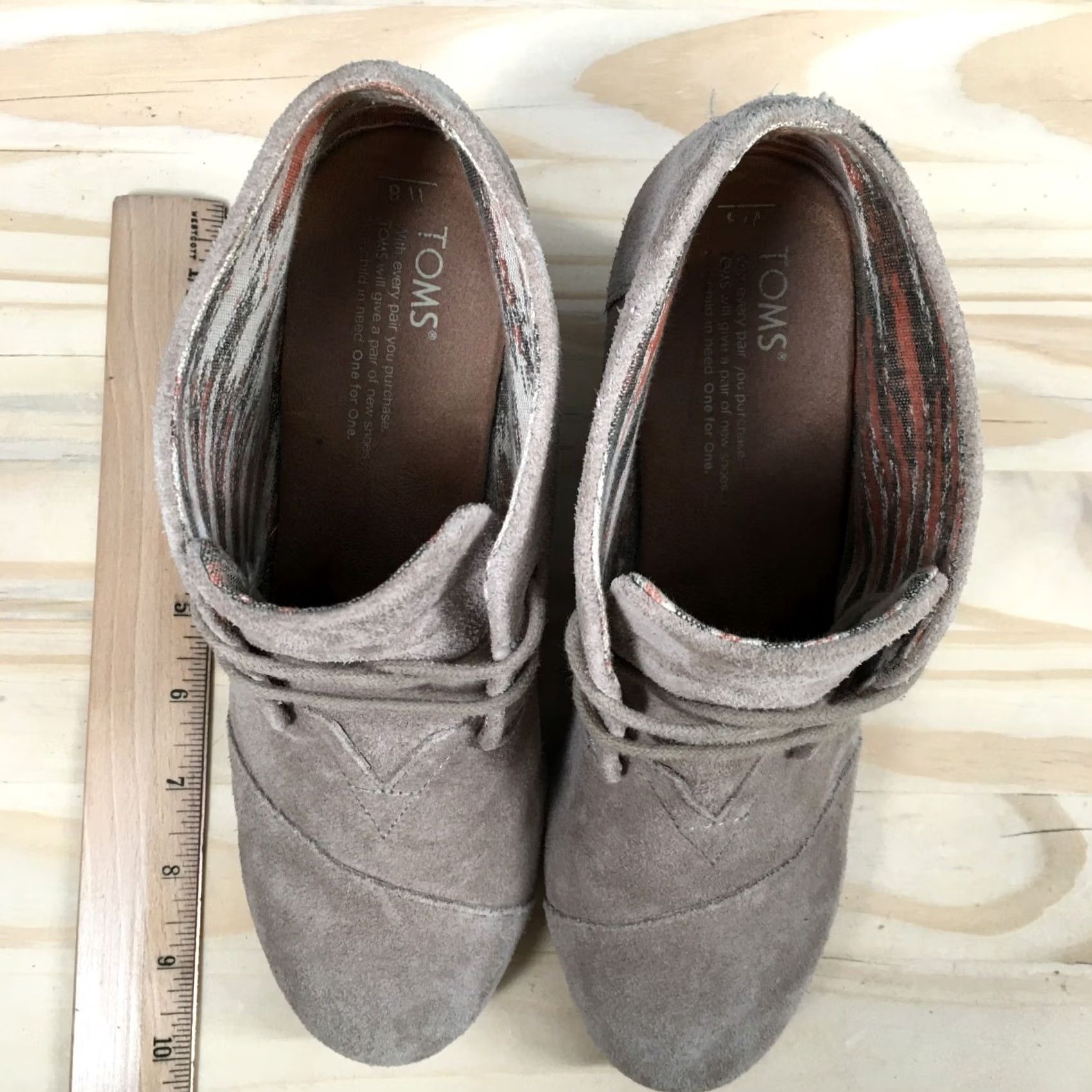 Toms TOMS Boots Womens 8 Desert Ankle Bootie Brown Black Lace Up Wedge Heels 710816 Size US 8 / IT 38 - 6 Thumbnail