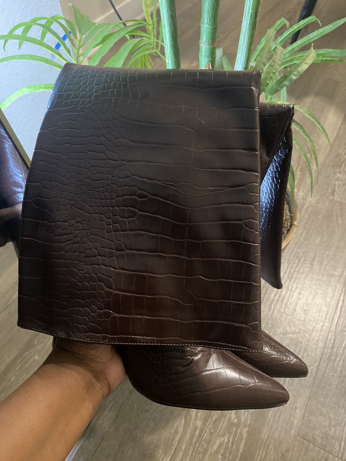 Fashion Nova Boohoo Size 11 Brown Faux Leather Knee High Size US 11 / IT 41 - 8 Thumbnail